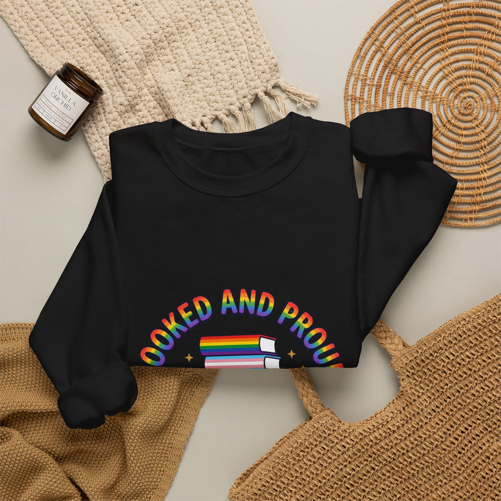 Bookish Pride Crewneck Sweatshirt | LGBTQ+ Queer Joy, Pastel Rainbow