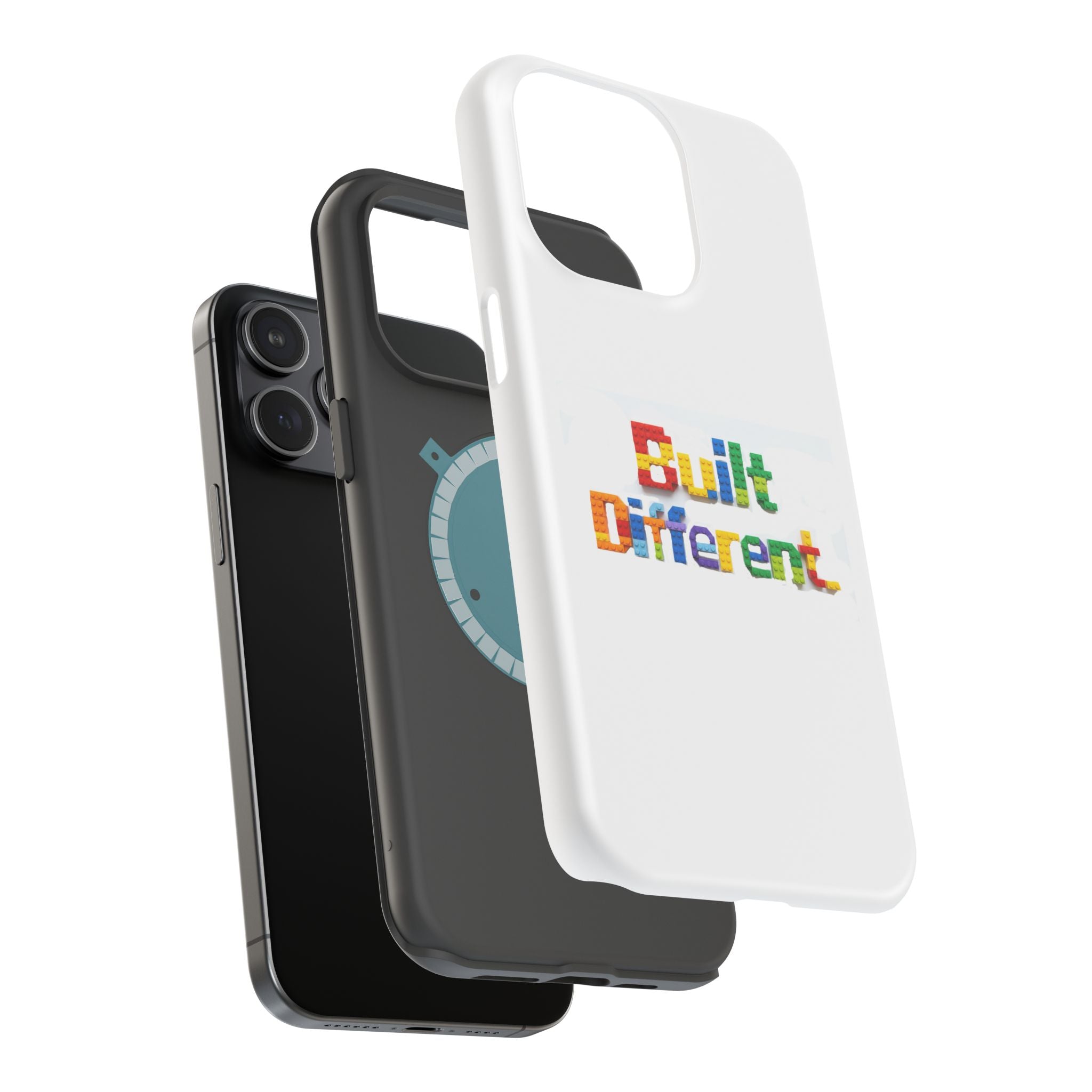 iPhone Case — "Built Different" Color Block Brick Design Magnetic Impact-Resistant Case