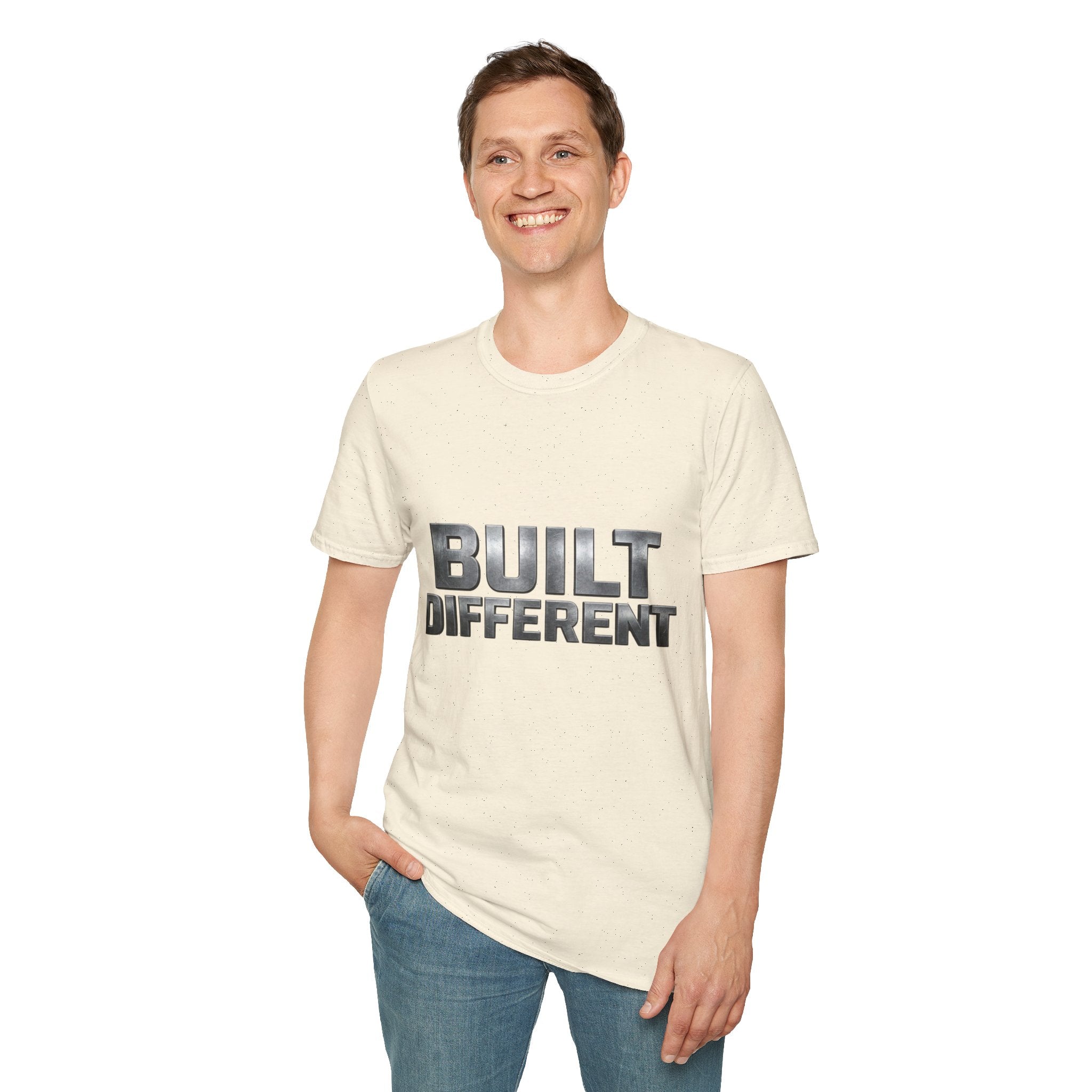 Built Different T-Shirt — Bold Metallic Graphic Tee for Confident, Casual Style