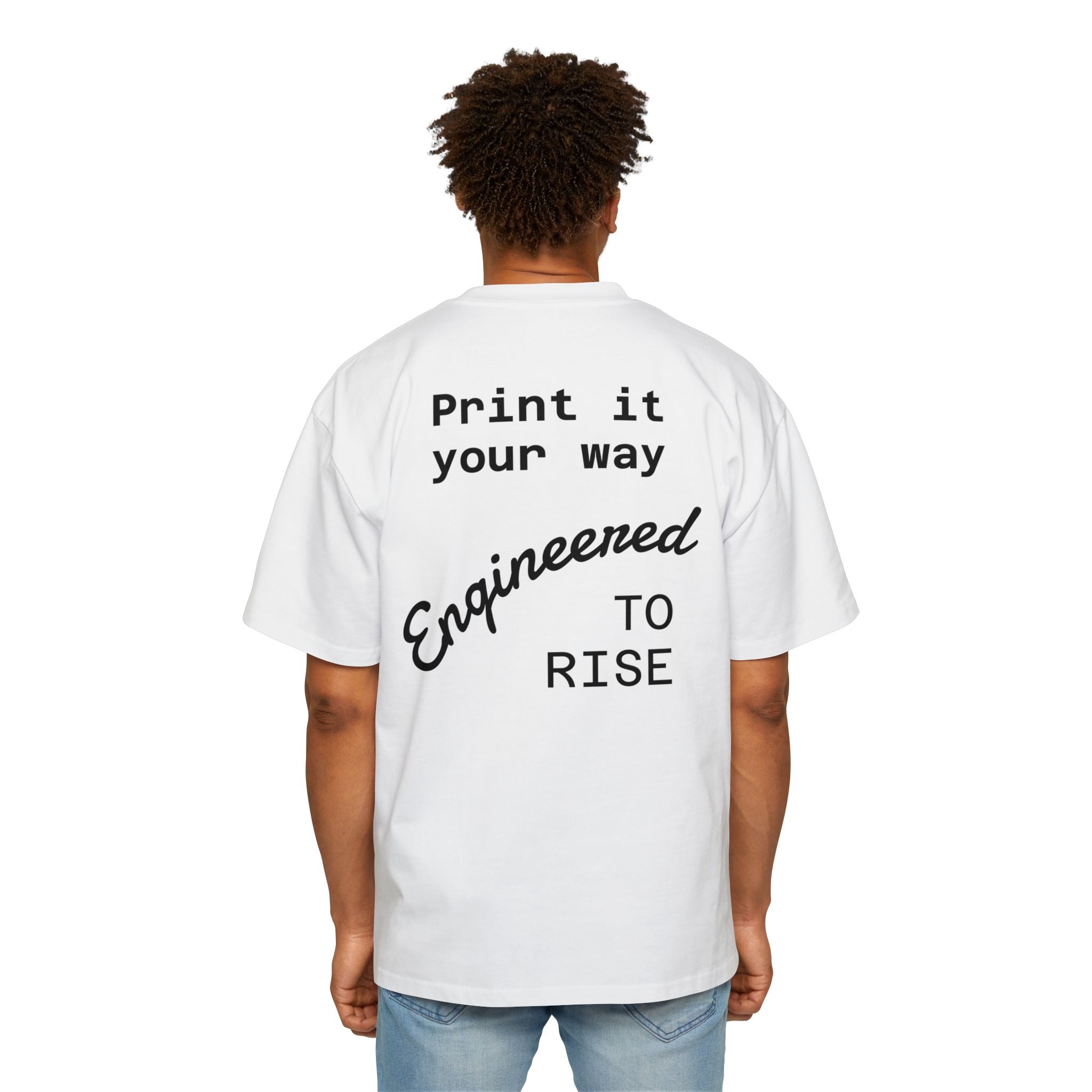 Built Different Metallic Red Logo Tee — Men's Oversized Shirt