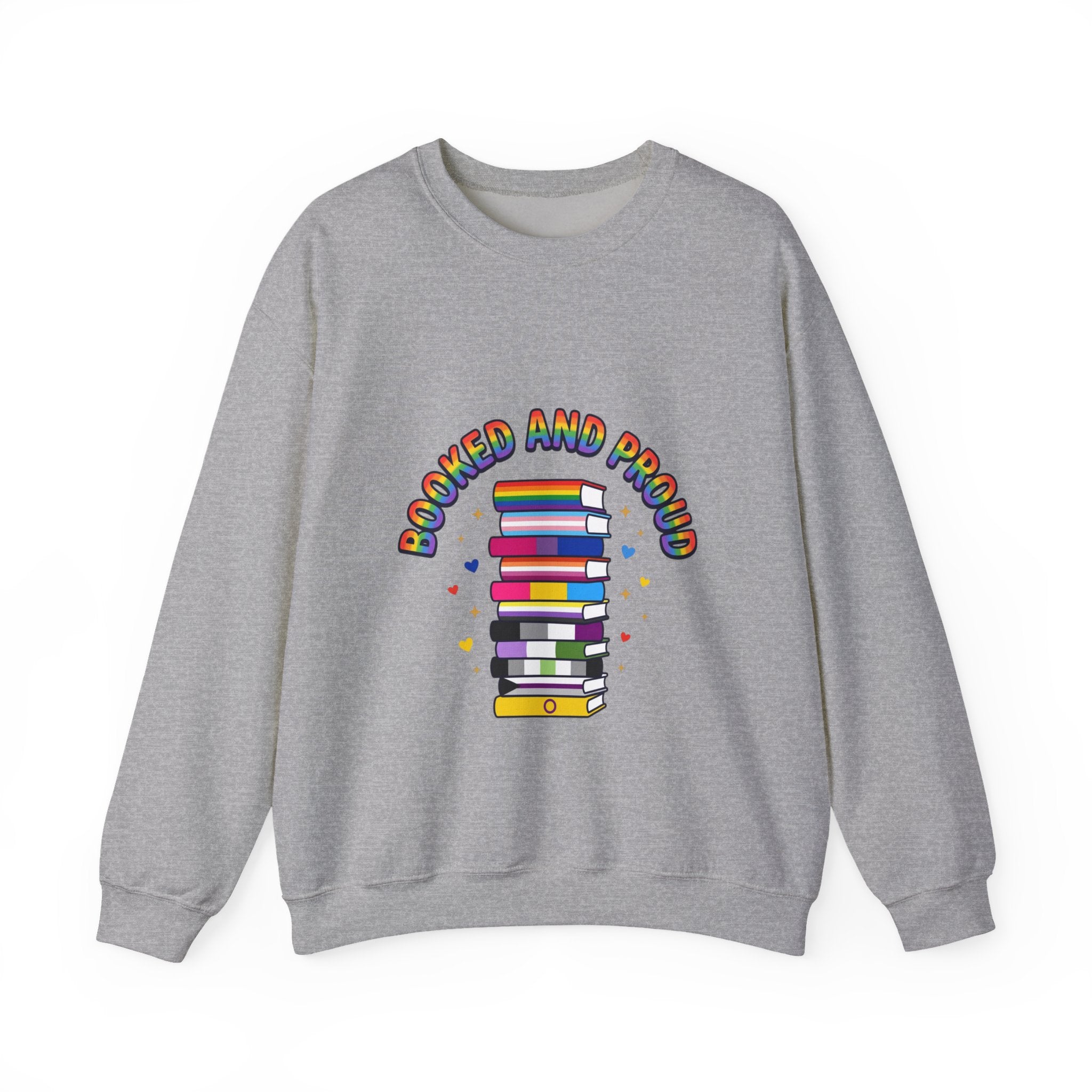 Bookish Pride Crewneck Sweatshirt | LGBTQ+ Queer Joy, Pastel Rainbow