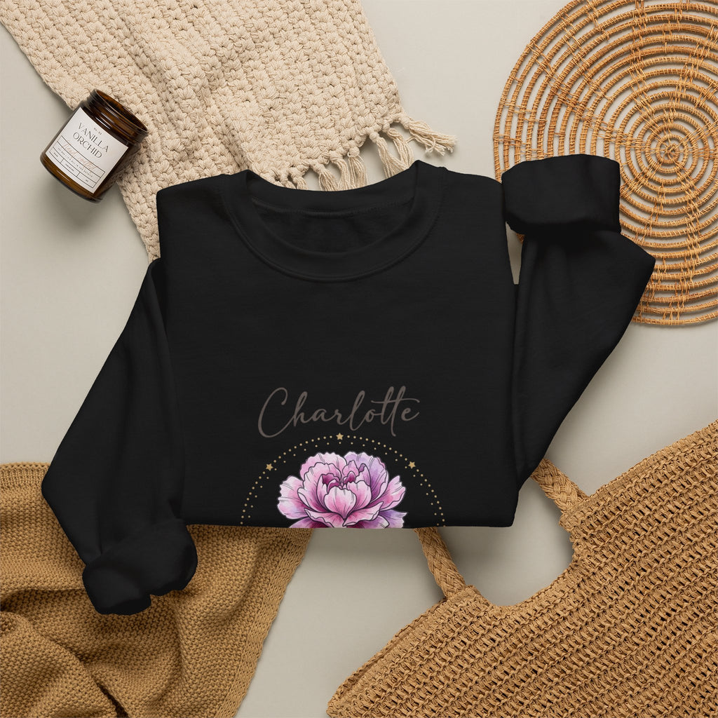 January Peony Birth Flower Sweatshirt | Personalized Botanical Watercolor