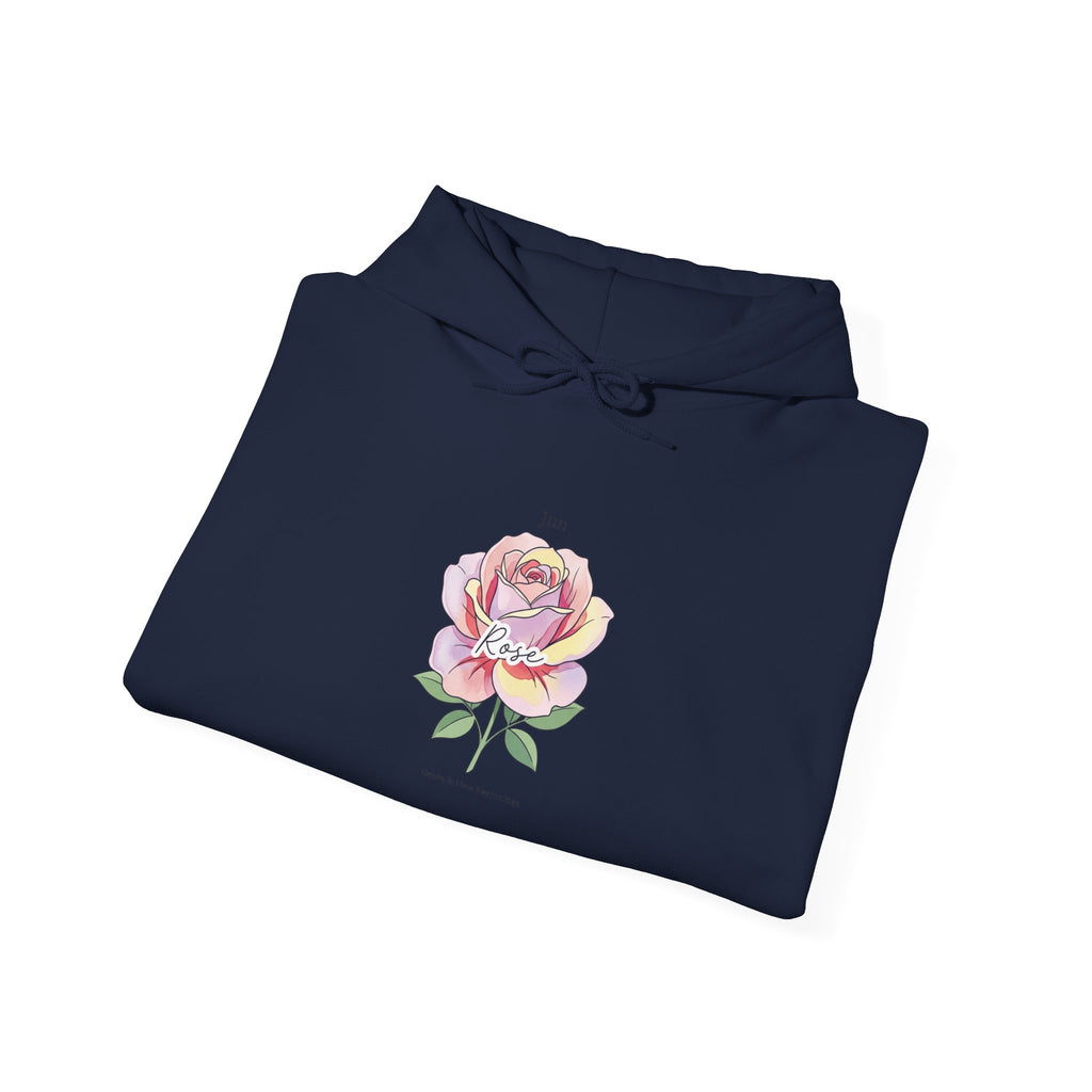 June Rose Birth Month Flower Hoodie | Botanical Watercolor, Personalized
