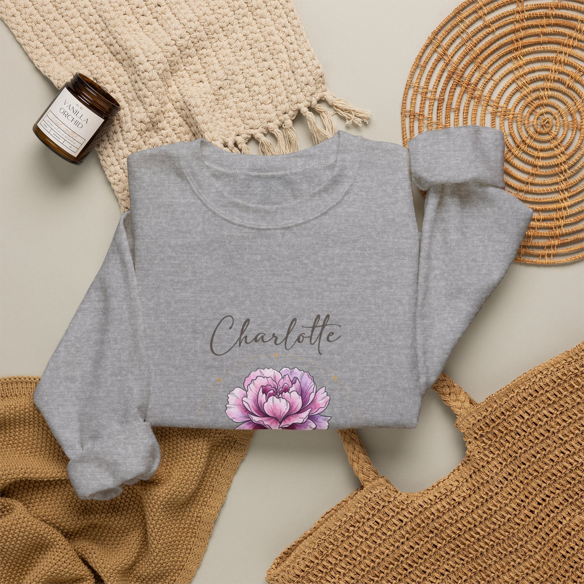 January Peony Birth Flower Sweatshirt | Personalized Botanical Watercolor