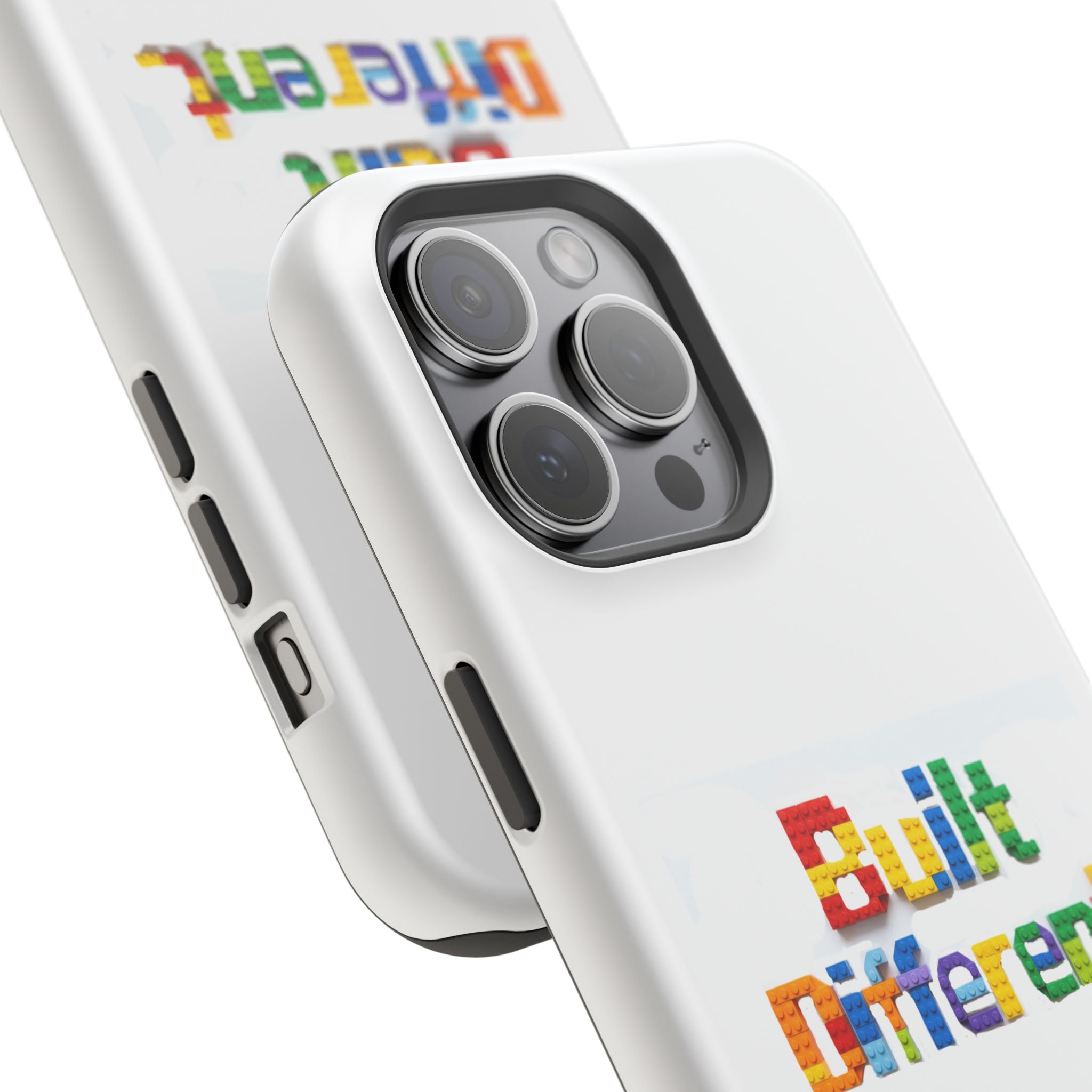 iPhone Case — "Built Different" Color Block Brick Design Magnetic Impact-Resistant Case