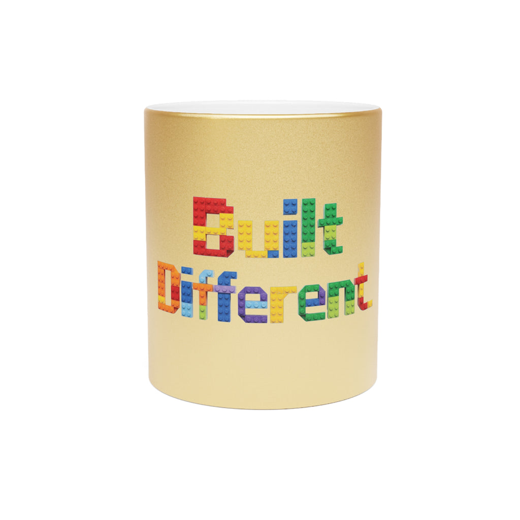 Built Different Metallic Mug — Color Brick Block Design
