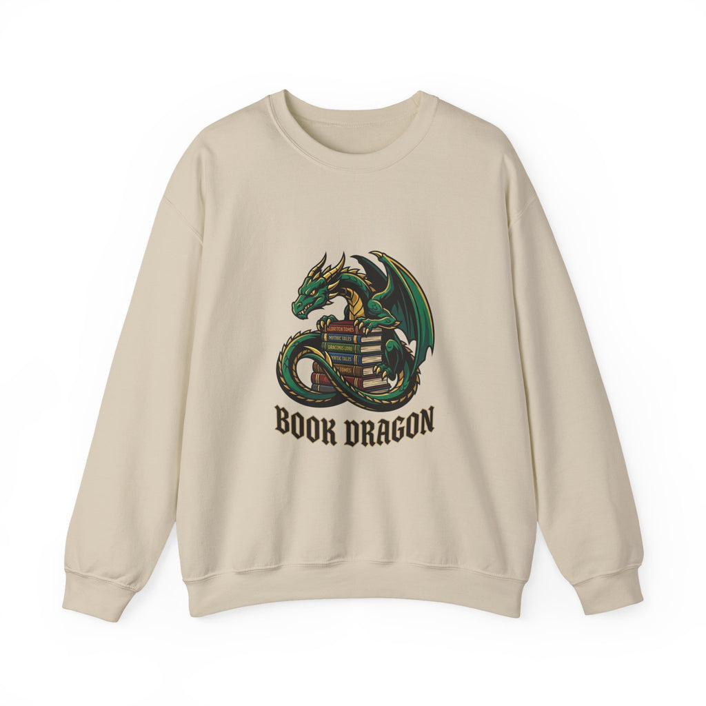 Book Dragon Crewneck Sweatshirt | dragon, fantasy art, mythical creature