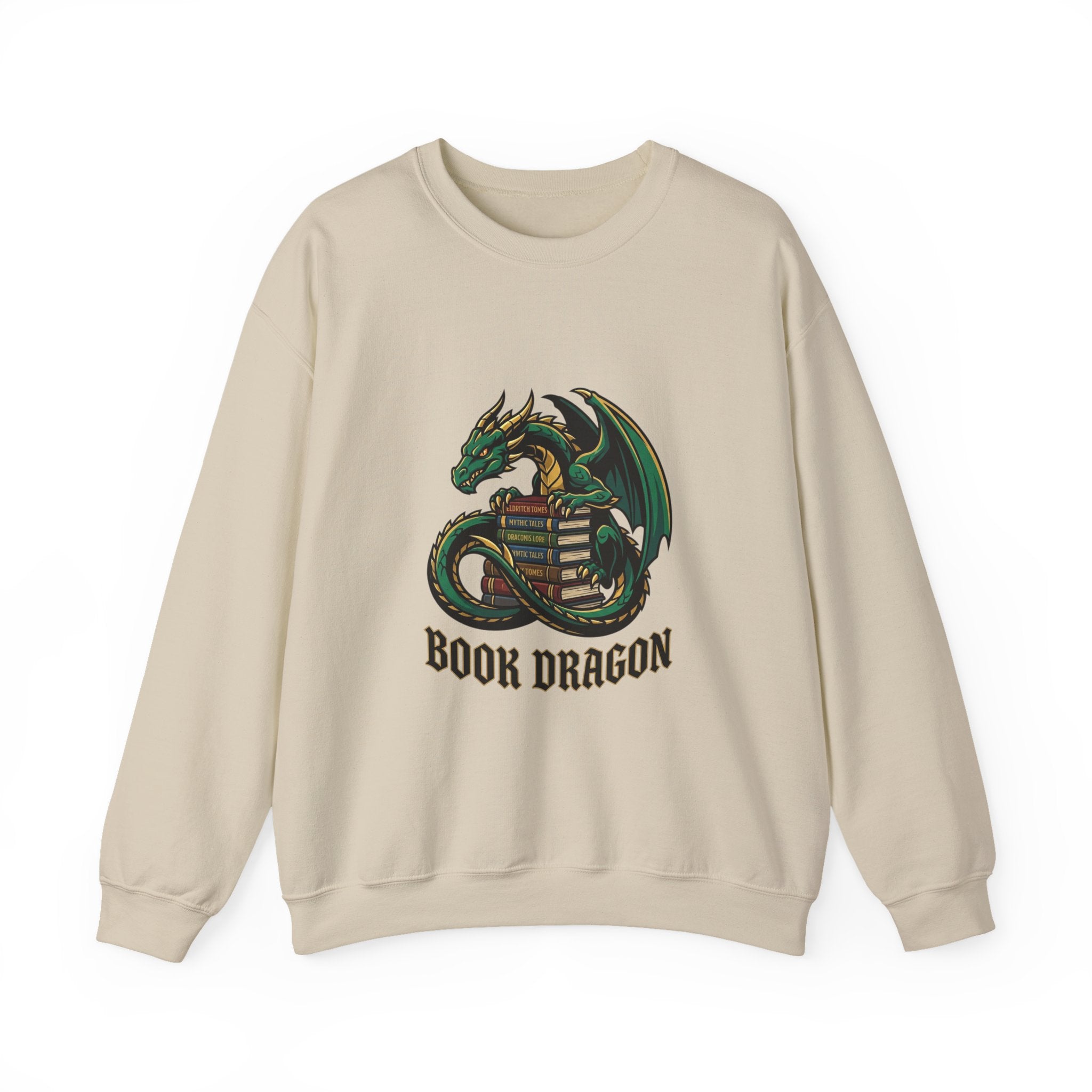 Book Dragon Crewneck Sweatshirt | dragon, fantasy art, mythical creature