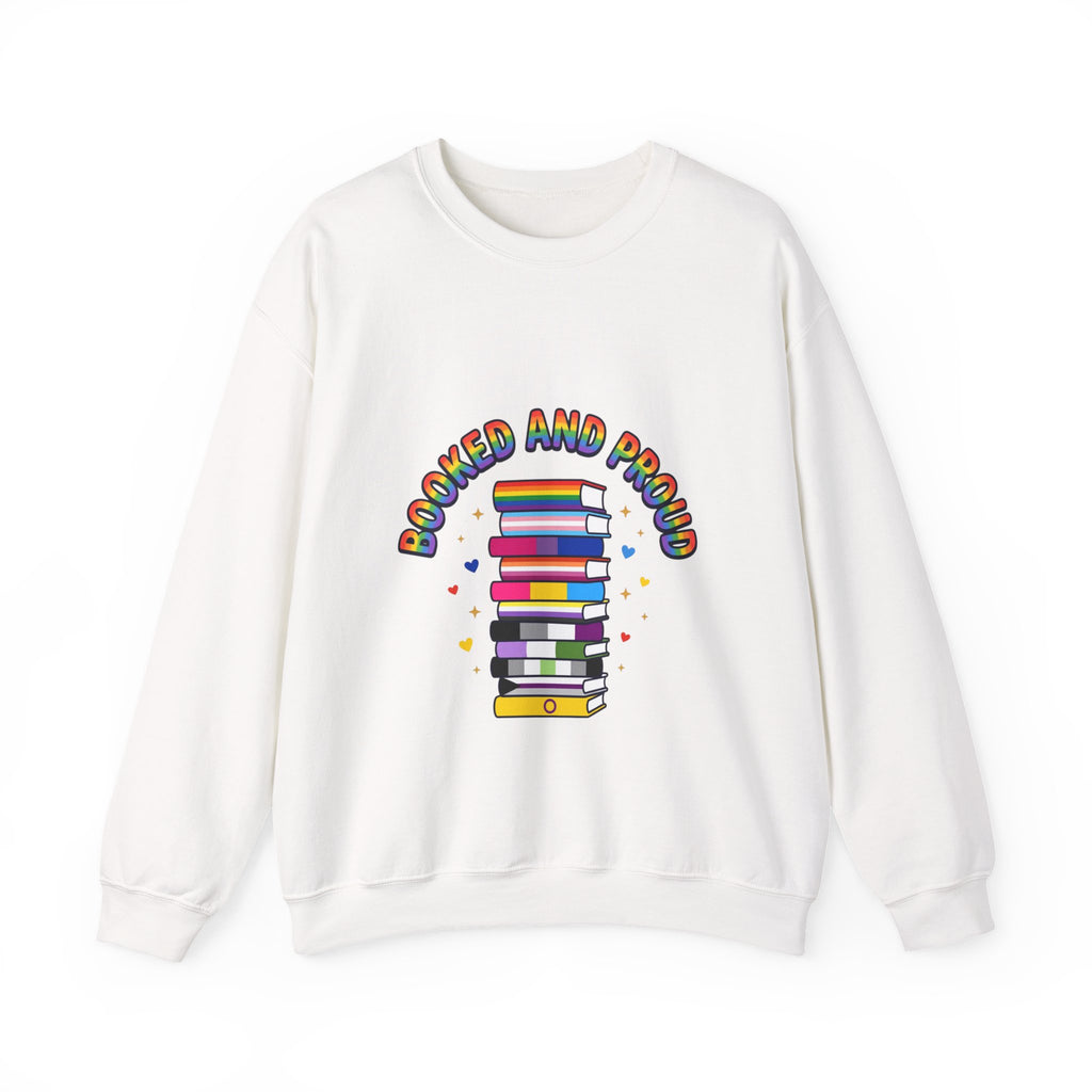 Bookish Pride Crewneck Sweatshirt | LGBTQ+ Queer Joy, Pastel Rainbow