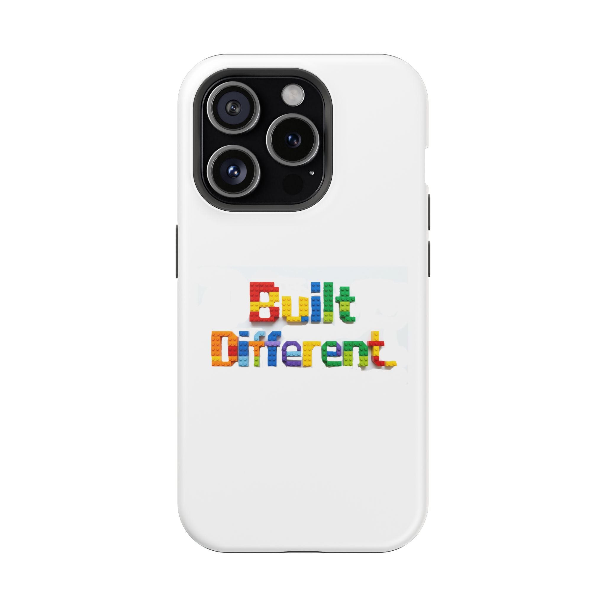 iPhone Case — "Built Different" Color Block Brick Design Magnetic Impact-Resistant Case