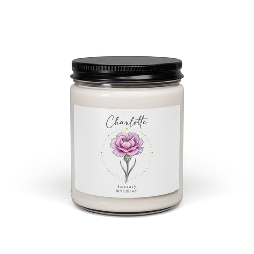 Birth Month Flower Soy Candle, Personalized Botanical | Watercolor Line Art