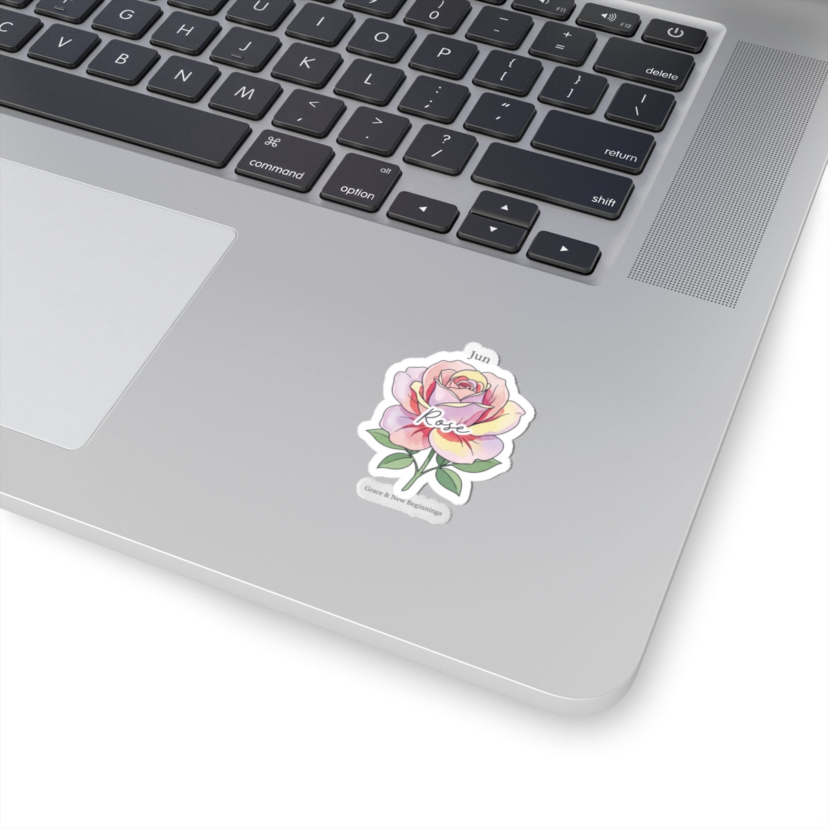 June Rose Birth Month Sticker | Botanical Watercolor, Personalized Name