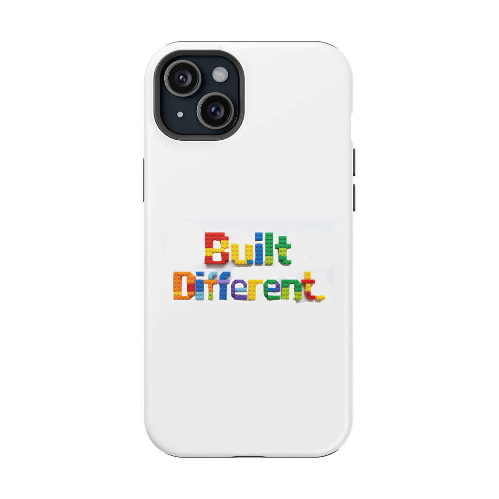iPhone Case — "Built Different" Color Block Brick Design Magnetic Impact-Resistant Case