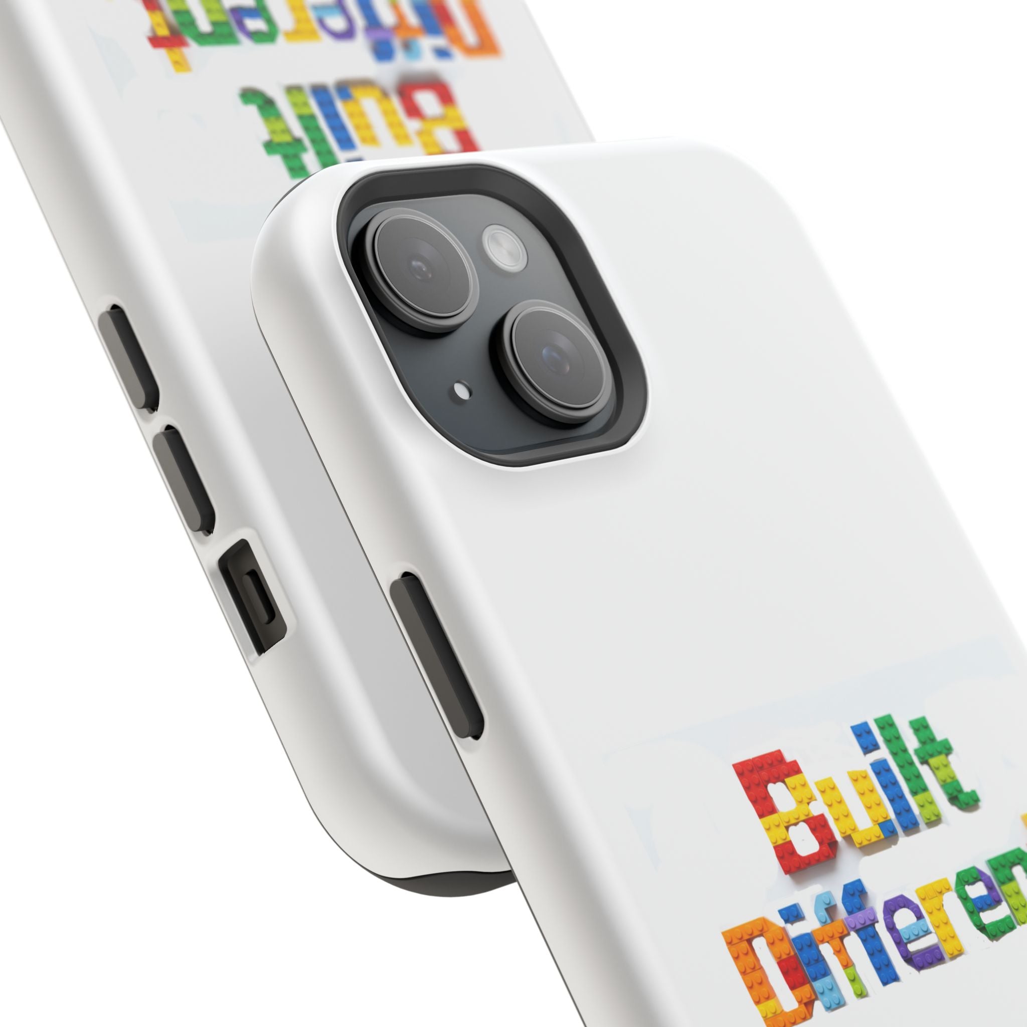 iPhone Case — "Built Different" Color Block Brick Design Magnetic Impact-Resistant Case