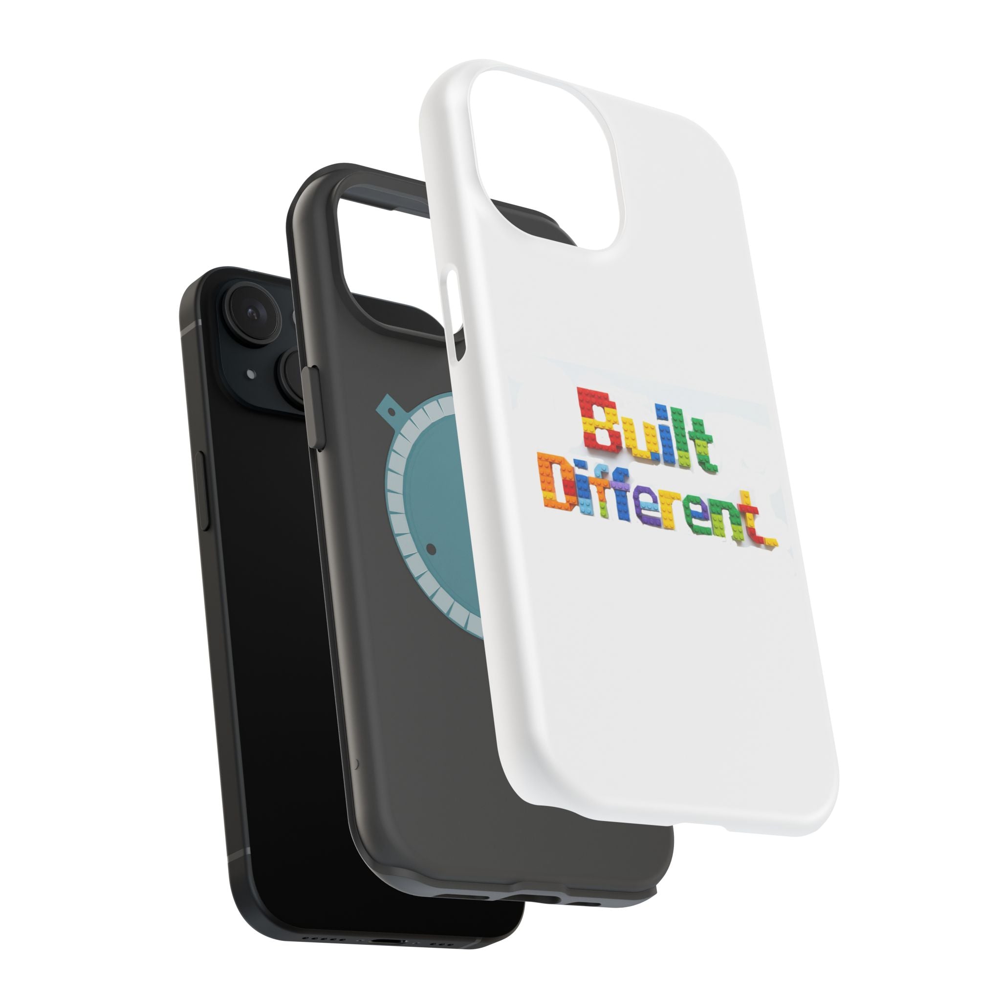 iPhone Case — "Built Different" Color Block Brick Design Magnetic Impact-Resistant Case