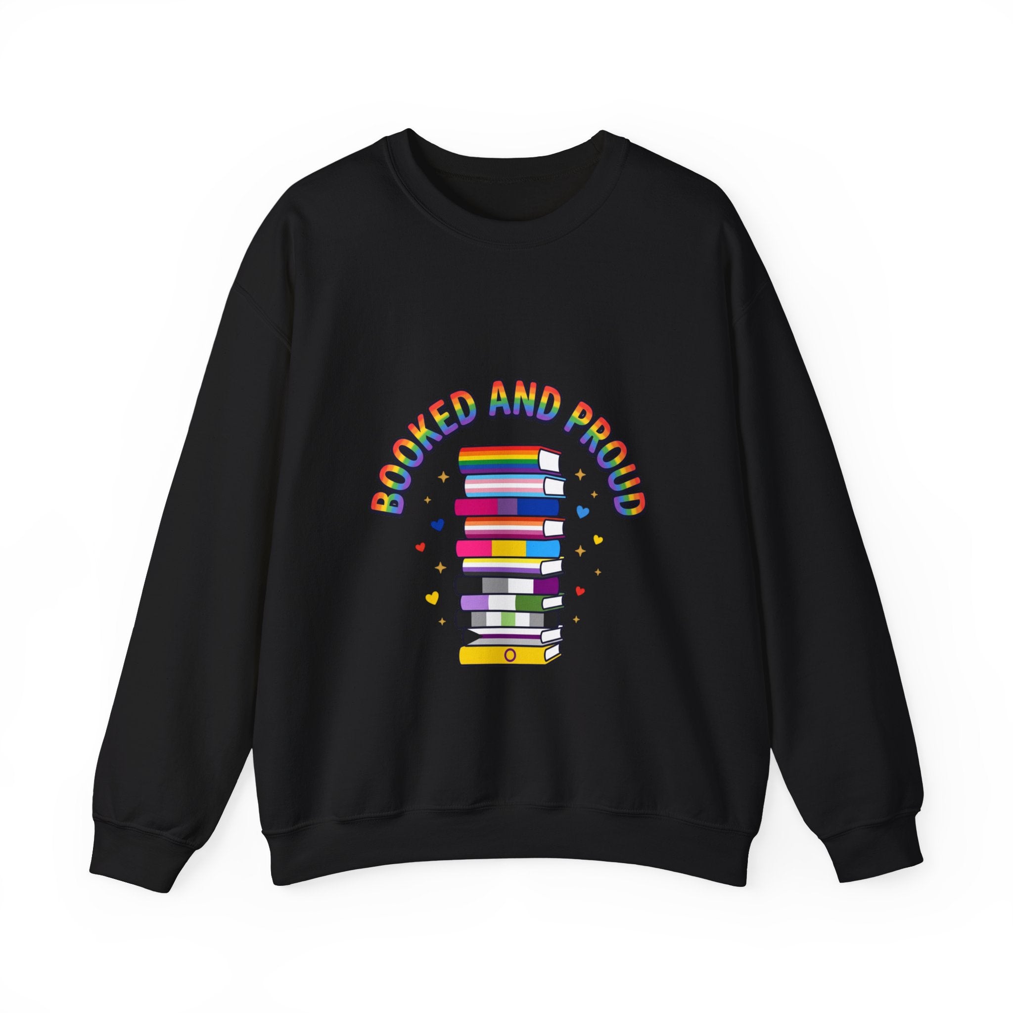Bookish Pride Crewneck Sweatshirt | LGBTQ+ Queer Joy, Pastel Rainbow