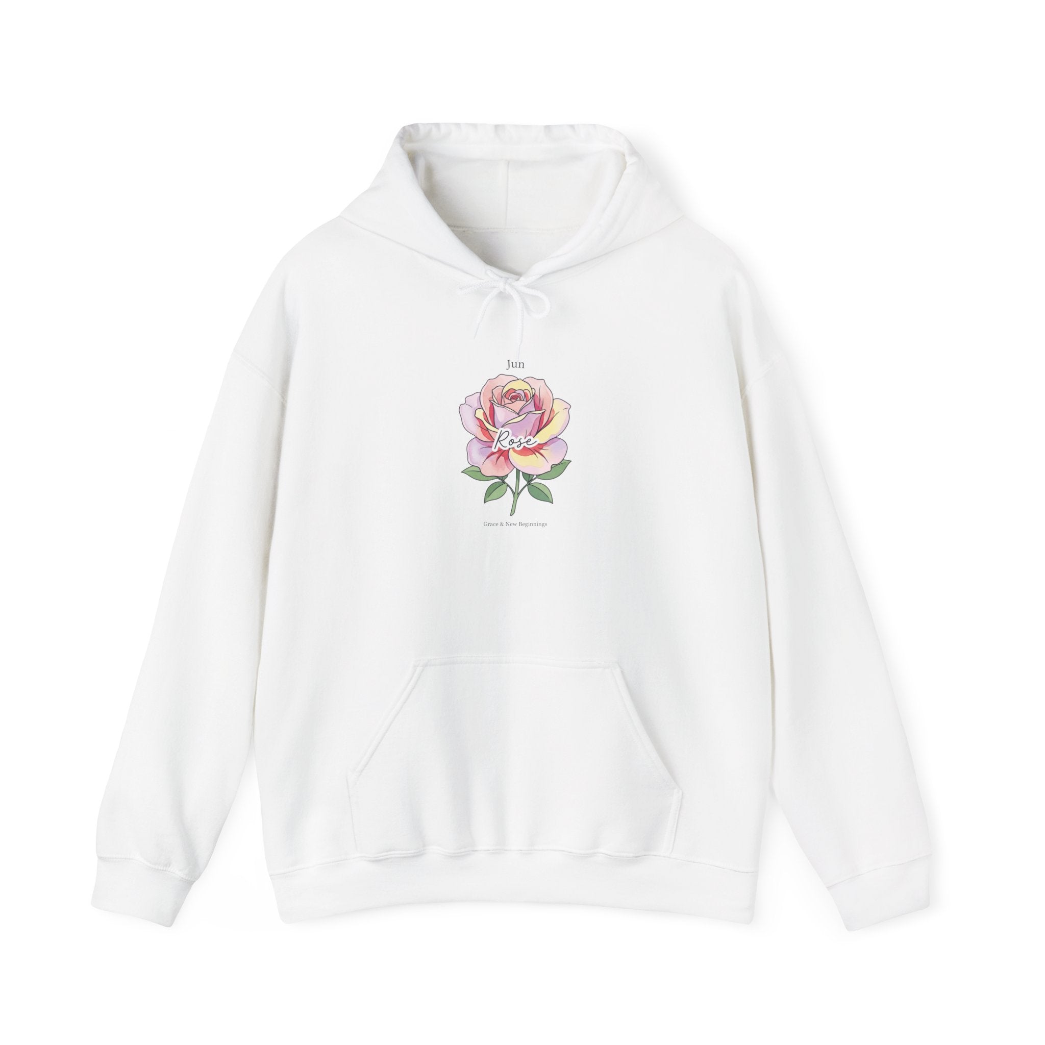 June Rose Birth Month Flower Hoodie | Botanical Watercolor, Personalized