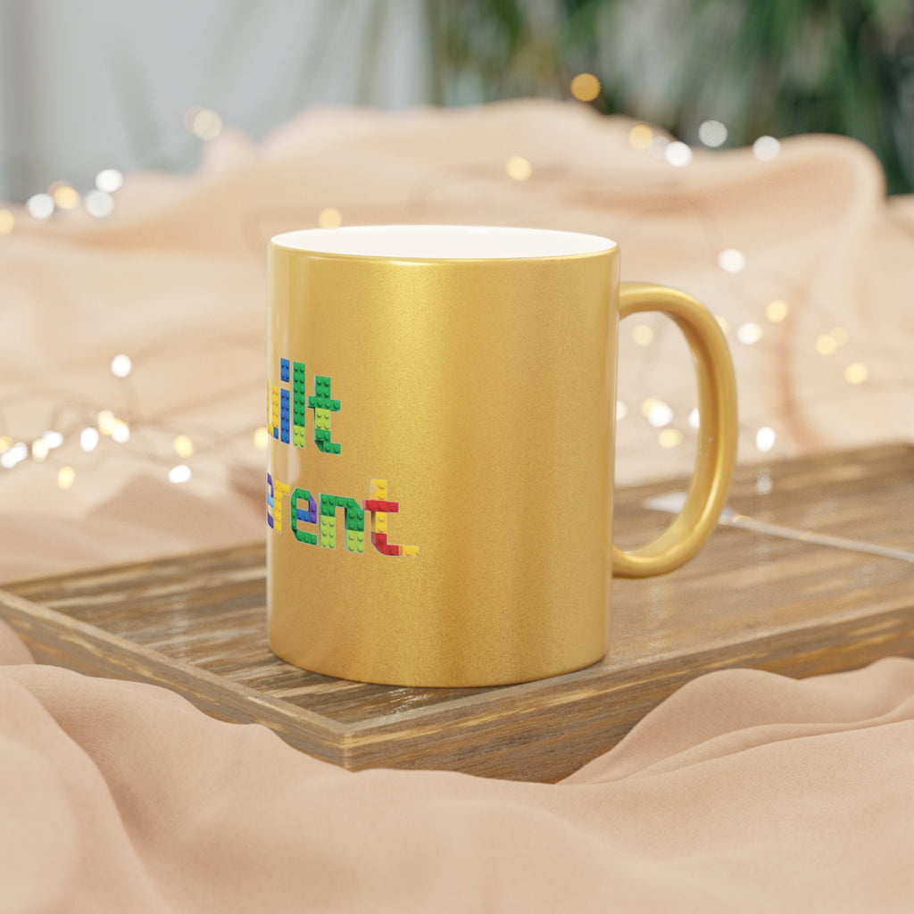 Built Different Metallic Mug — Color Brick Block Design