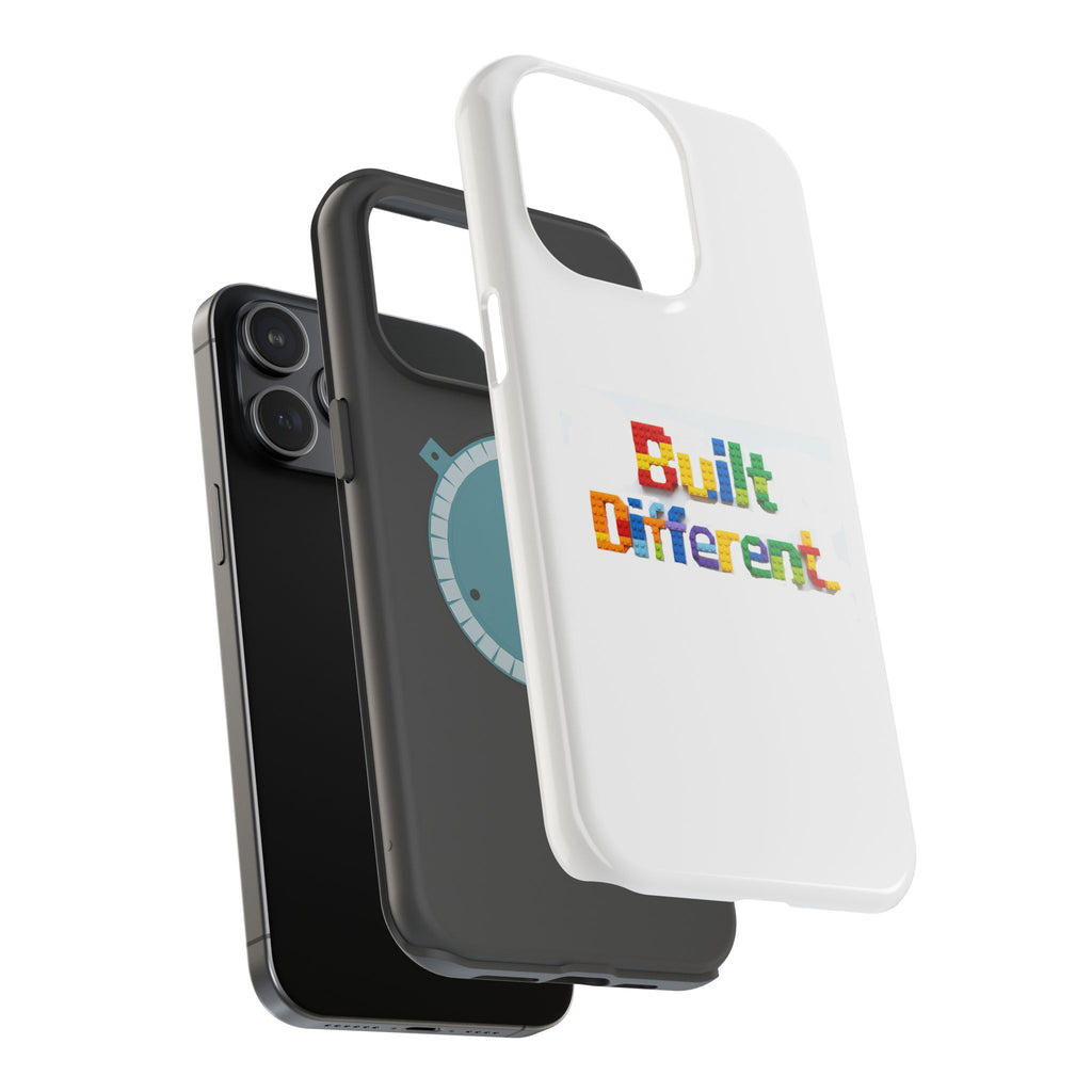 iPhone Case — "Built Different" Color Block Brick Design Magnetic Impact-Resistant Case
