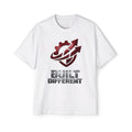 Built Different Metallic Red Logo Tee — Men's Oversized Shirt