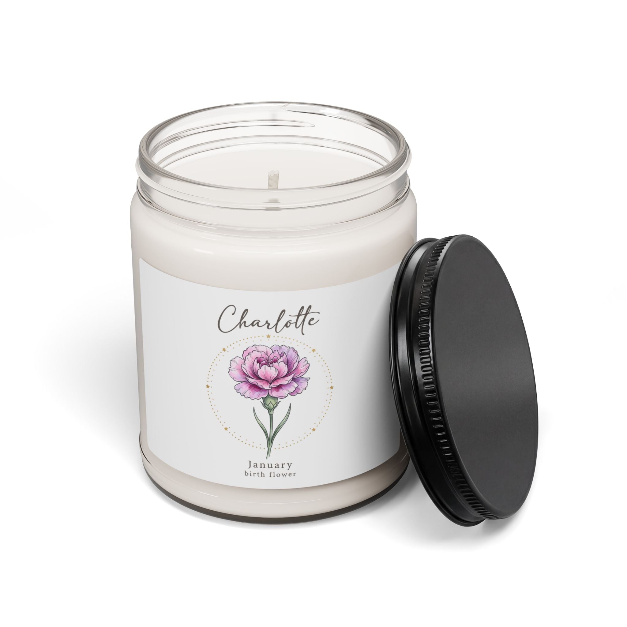 Birth Month Flower Soy Candle, Personalized Botanical | Watercolor Line Art