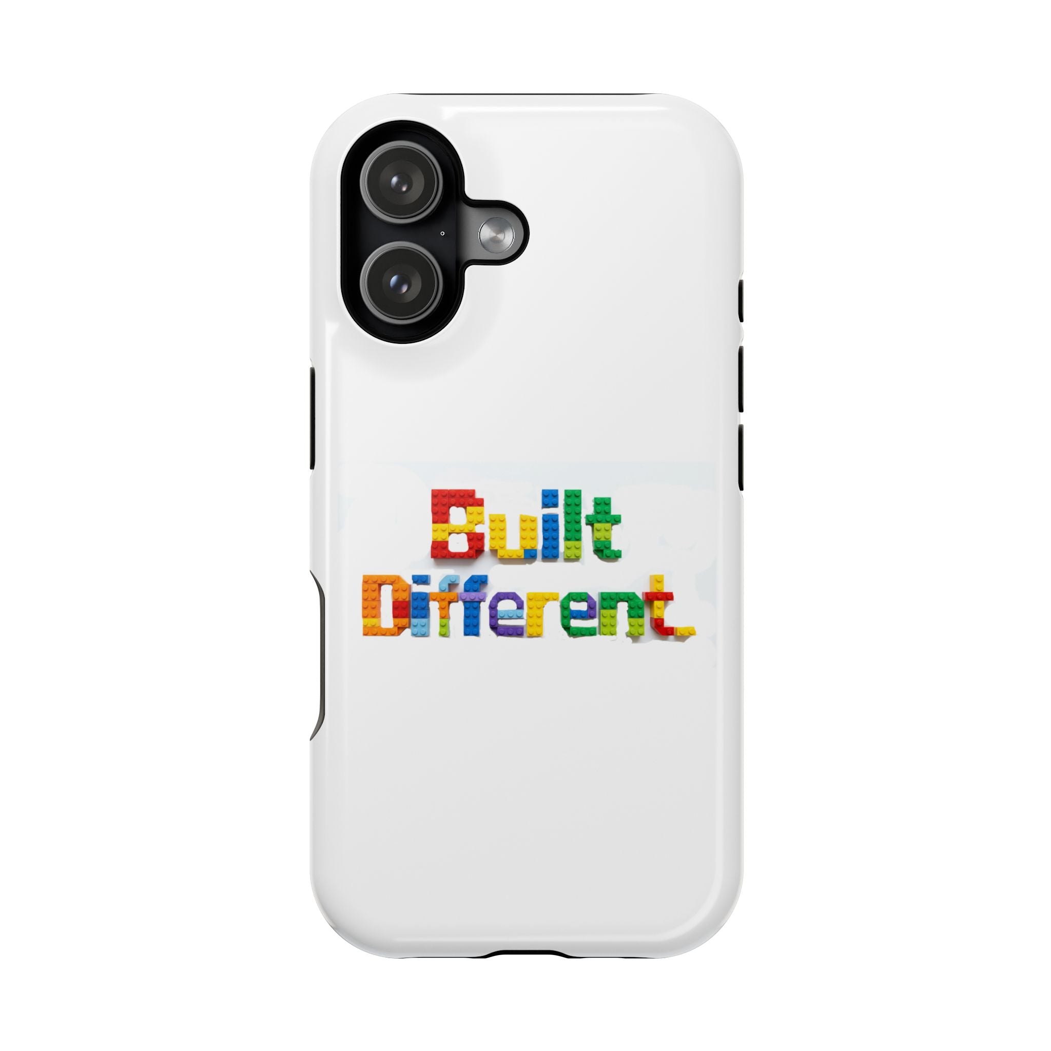 iPhone Case — "Built Different" Color Block Brick Design Magnetic Impact-Resistant Case