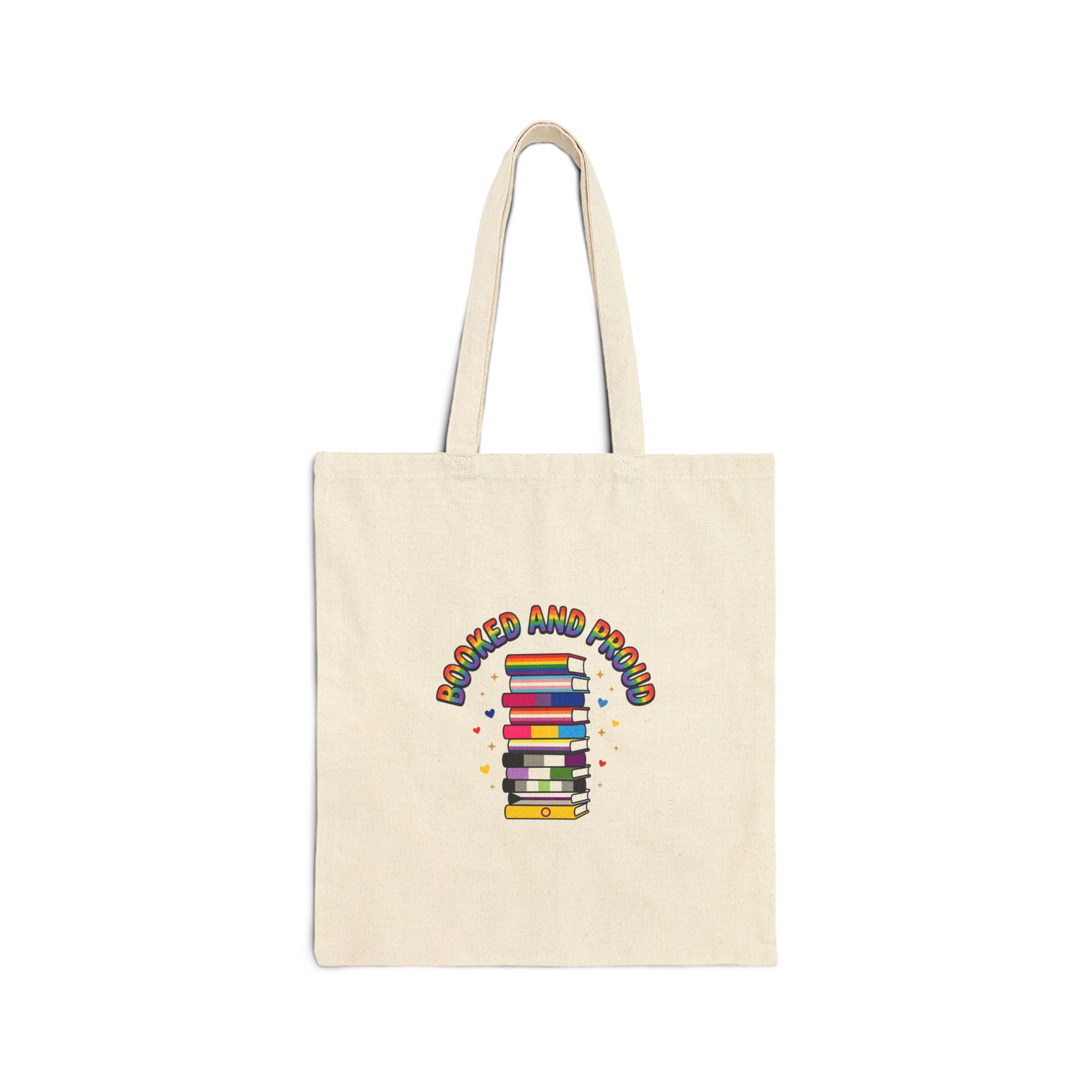 Books and Pride Tote | LGBTQ+ queer joy pastel rainbow, inclusive canvas
