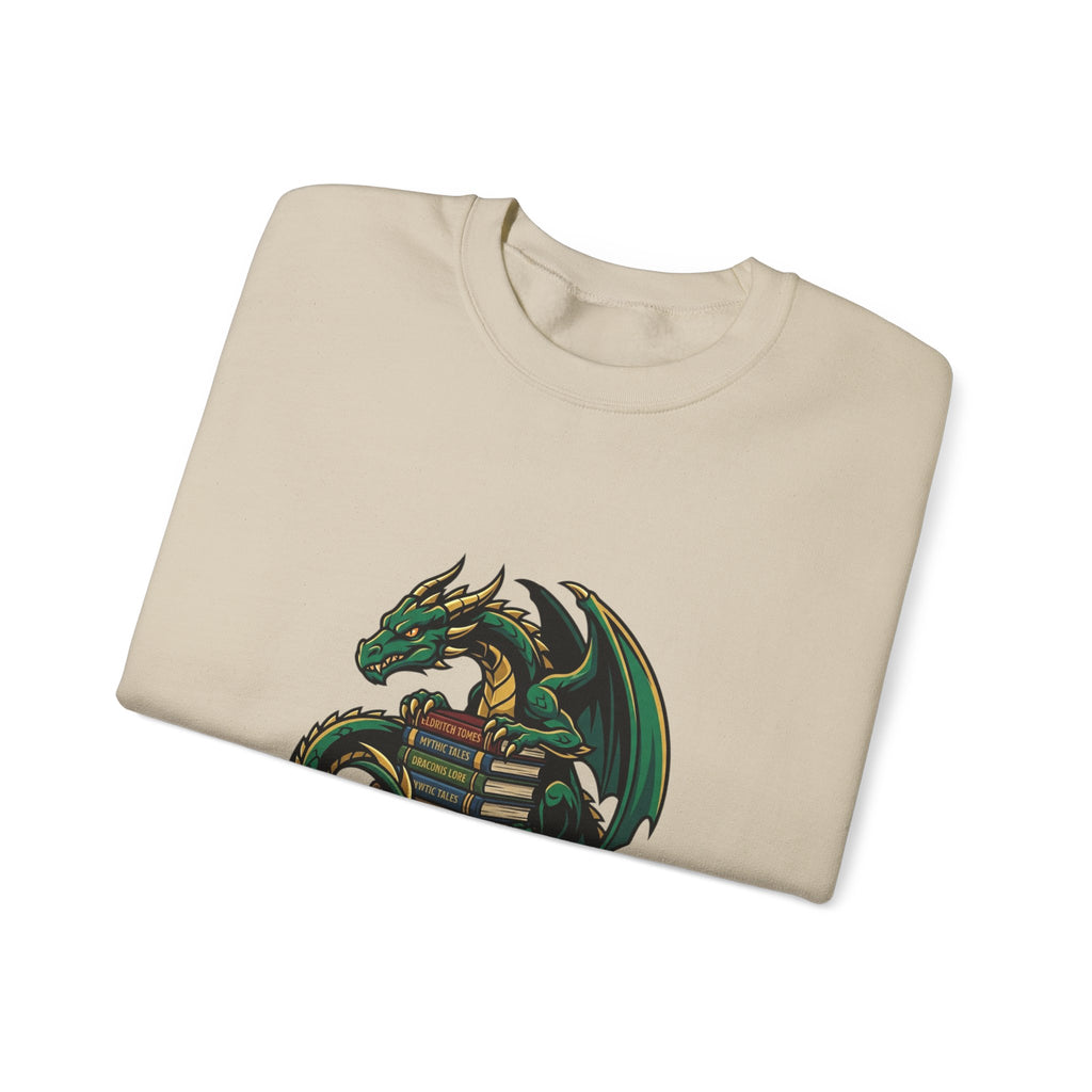 Book Dragon Crewneck Sweatshirt | dragon, fantasy art, mythical creature