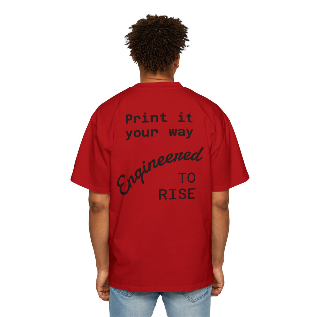 Built Different Metallic Red Logo Tee — Men's Oversized Shirt