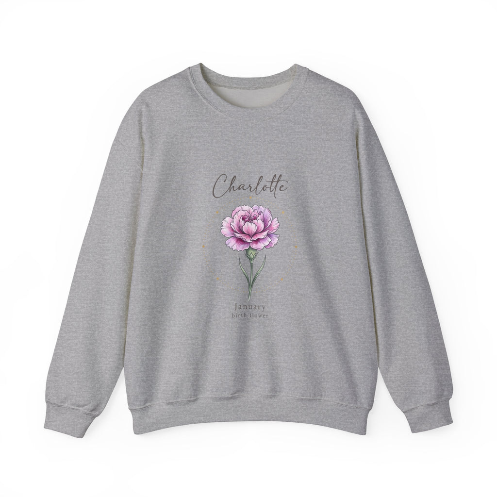 January Peony Birth Flower Sweatshirt | Personalized Botanical Watercolor