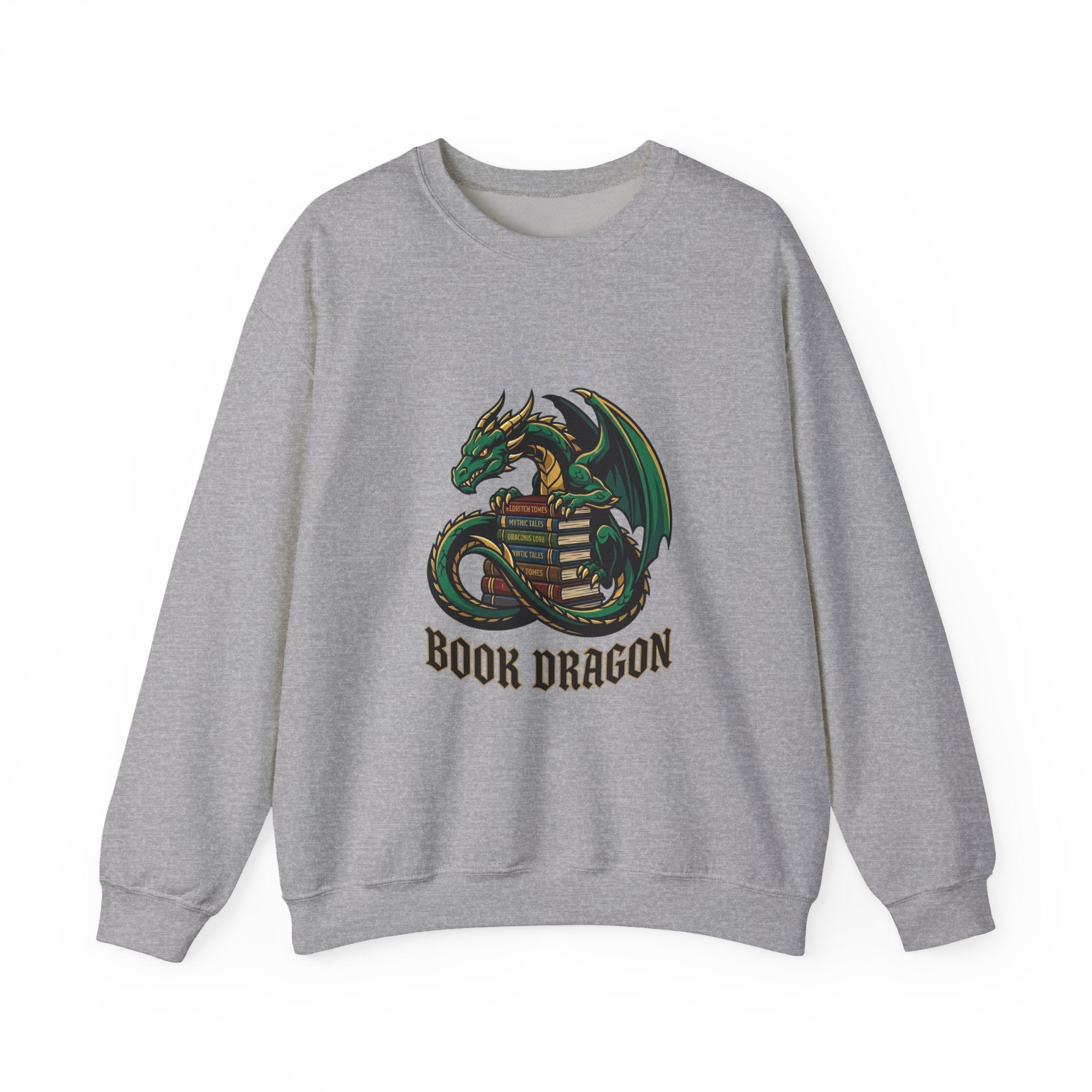 Book Dragon Crewneck Sweatshirt | dragon, fantasy art, mythical creature