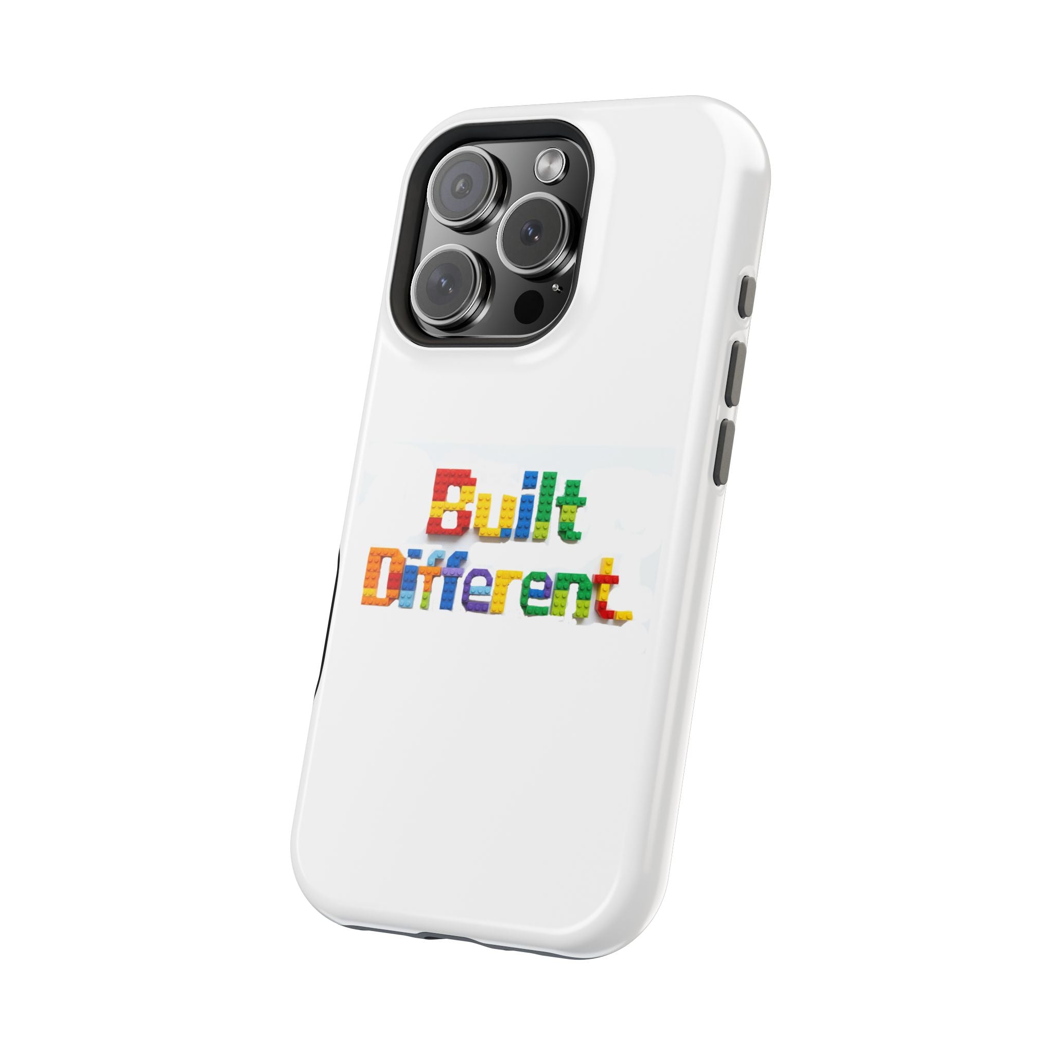 iPhone Case — "Built Different" Color Block Brick Design Magnetic Impact-Resistant Case