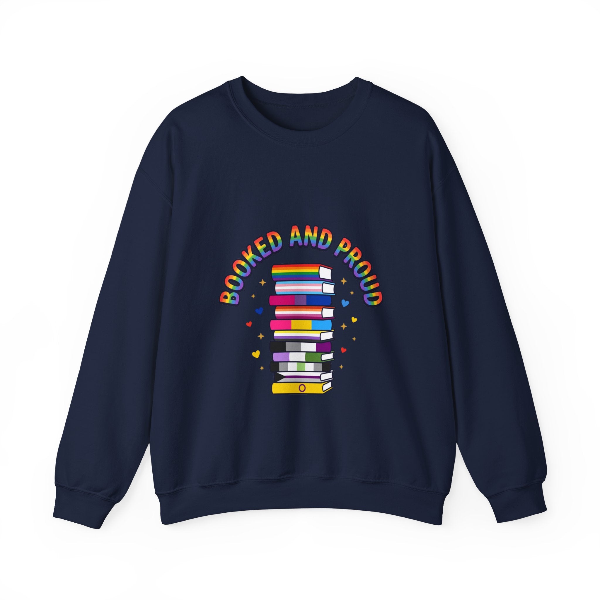 Bookish Pride Crewneck Sweatshirt | LGBTQ+ Queer Joy, Pastel Rainbow