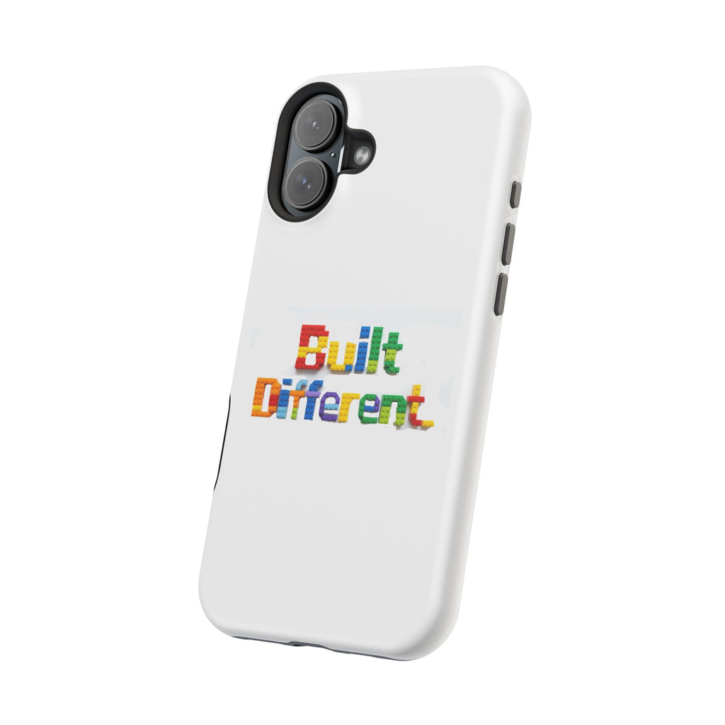 iPhone Case — "Built Different" Color Block Brick Design Magnetic Impact-Resistant Case