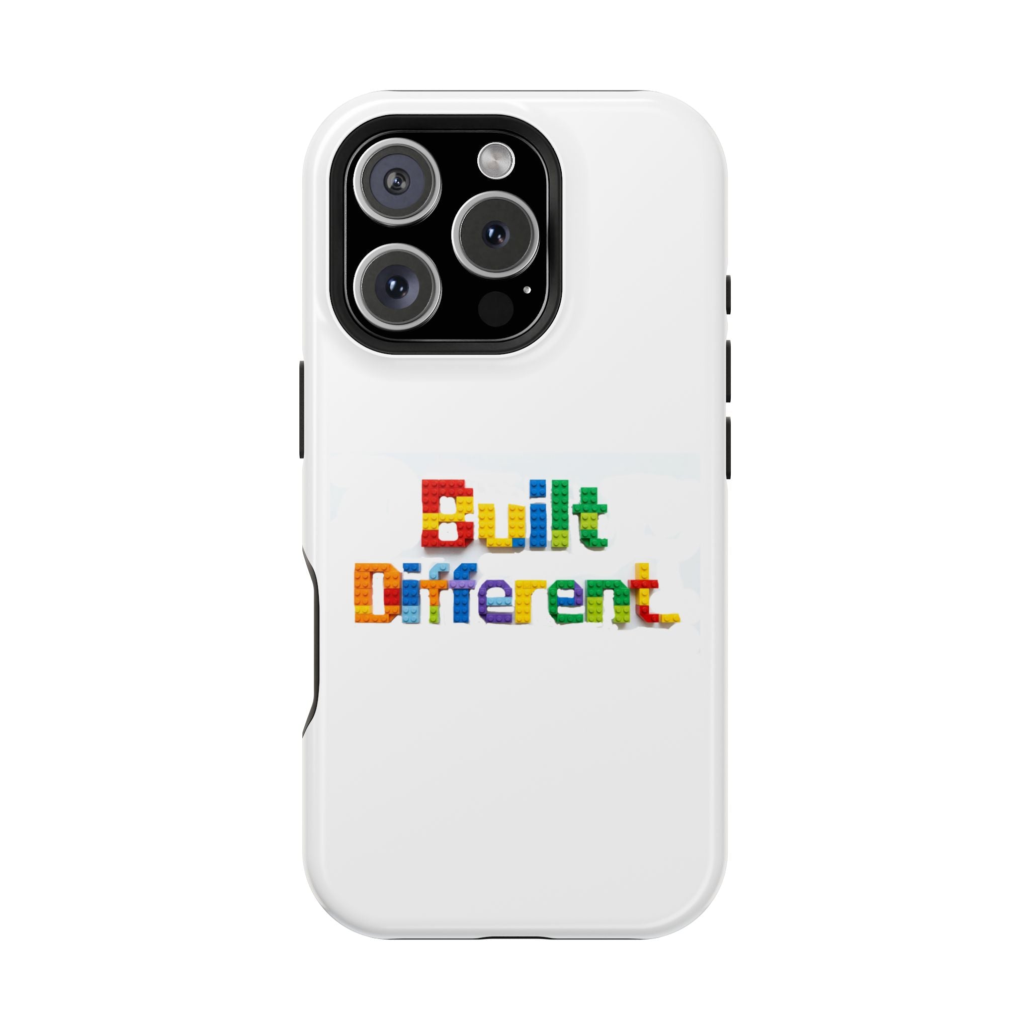 iPhone Case — "Built Different" Color Block Brick Design Magnetic Impact-Resistant Case