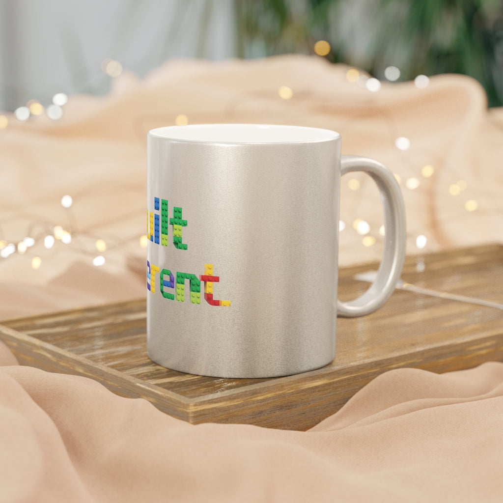 Built Different Metallic Mug — Color Brick Block Design