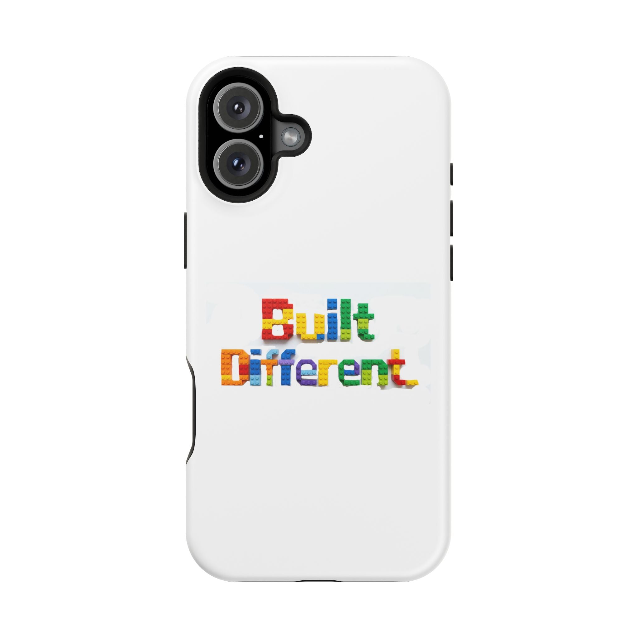 iPhone Case — "Built Different" Color Block Brick Design Magnetic Impact-Resistant Case