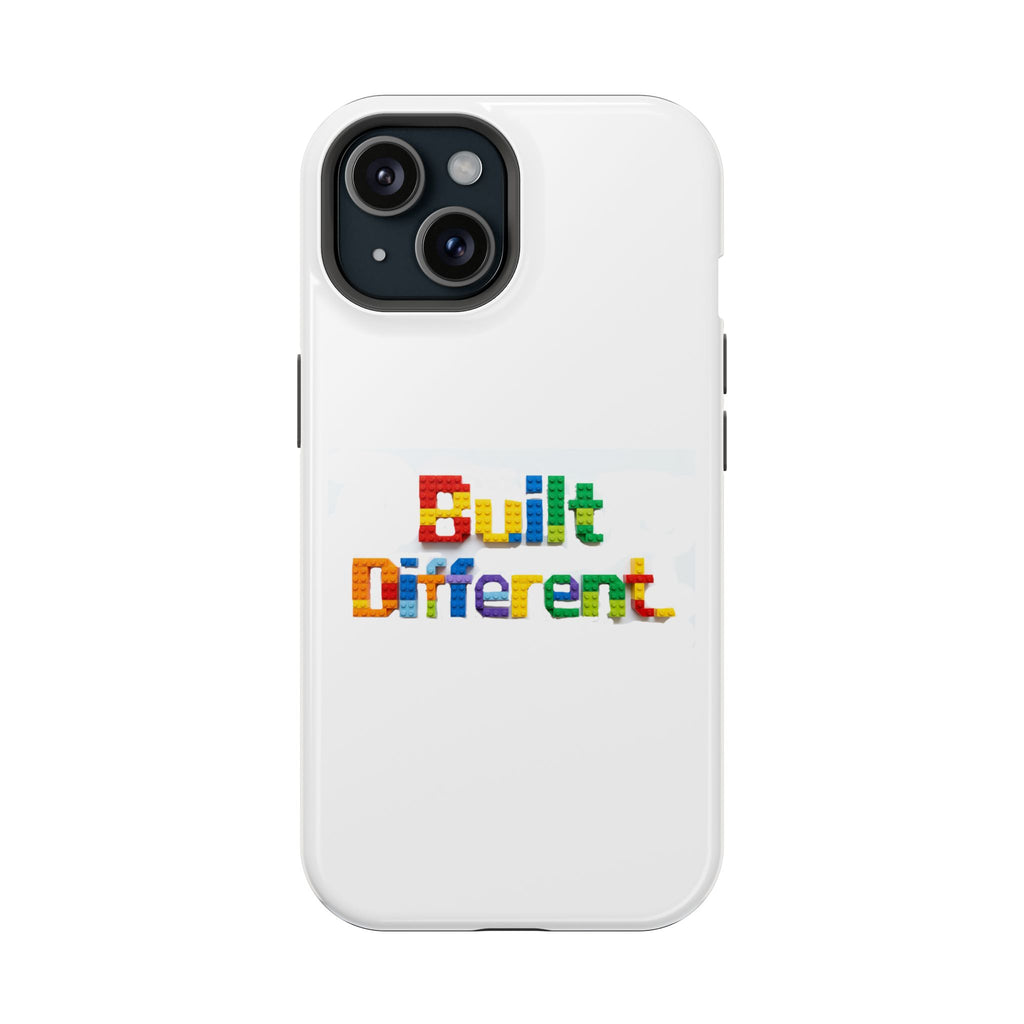 iPhone Case — "Built Different" Color Block Brick Design Magnetic Impact-Resistant Case