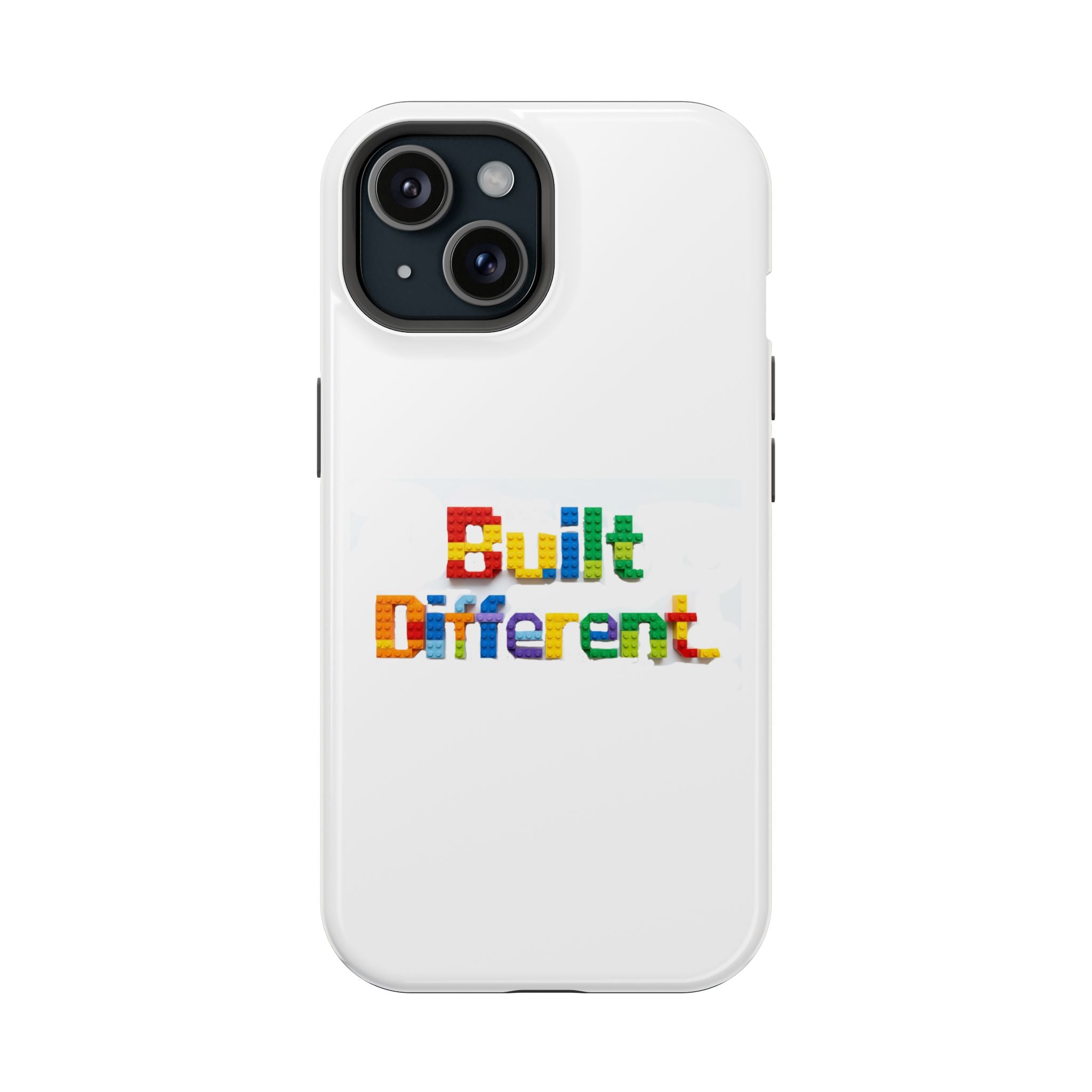 iPhone Case — "Built Different" Color Block Brick Design Magnetic Impact-Resistant Case