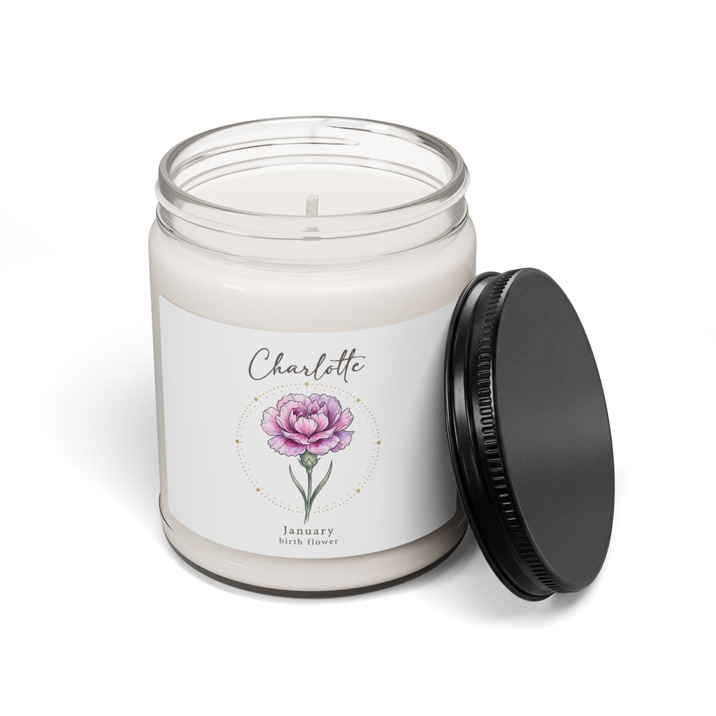 Birth Month Flower Soy Candle, Personalized Botanical | Watercolor Line Art