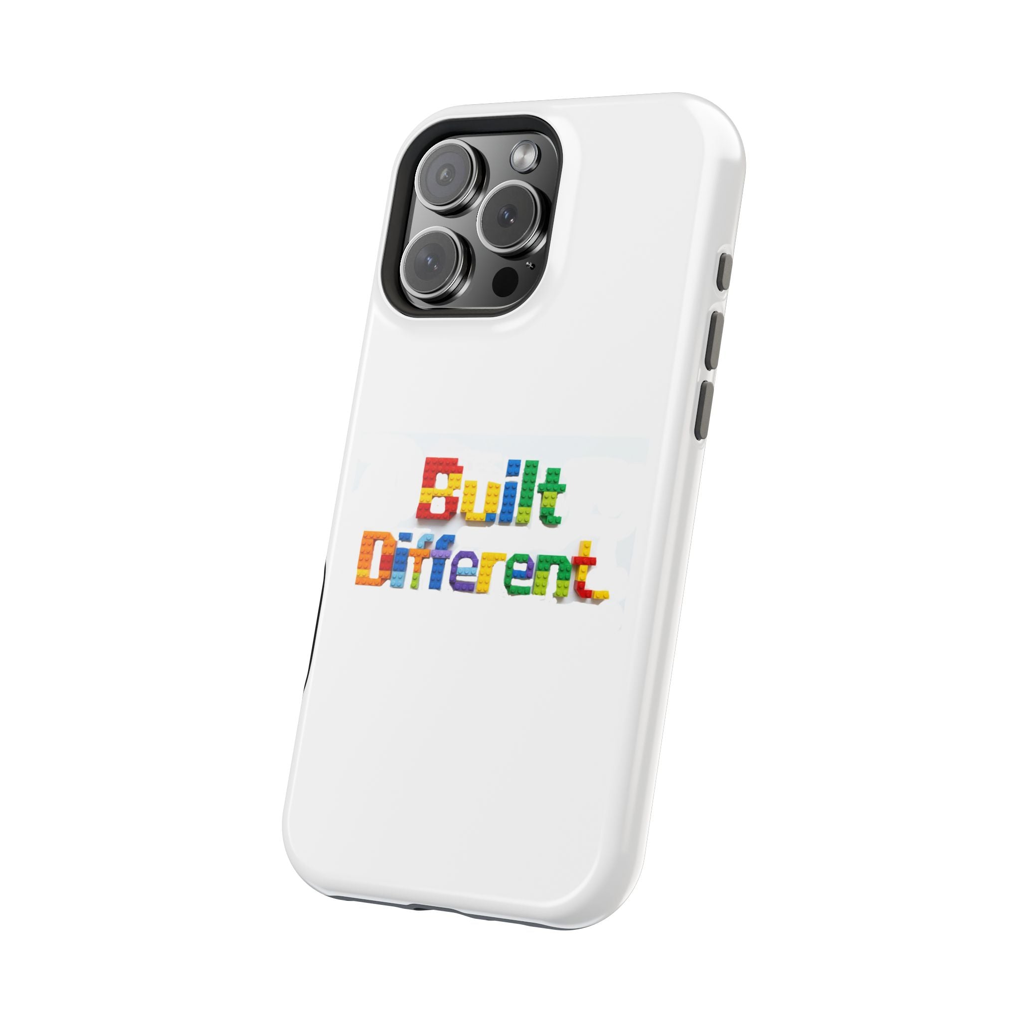 iPhone Case — "Built Different" Color Block Brick Design Magnetic Impact-Resistant Case