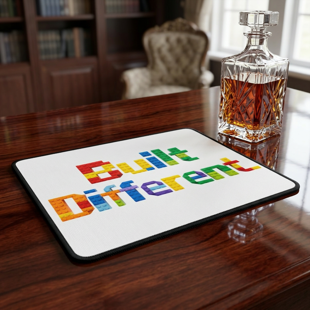 Built Different Gaming Mouse Pad — Colorful Building-Block Design