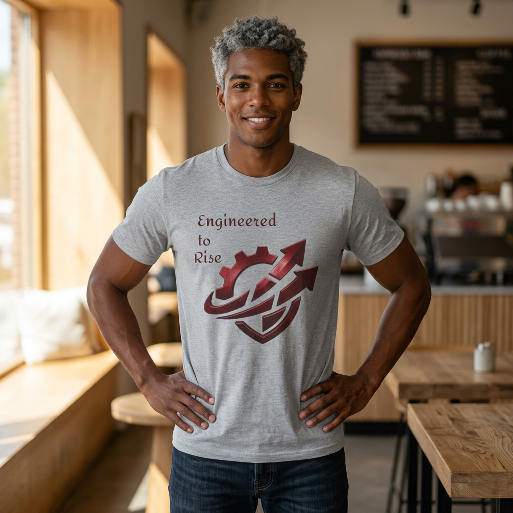 Engineered to Rise T-Shirt — "Built Different" Motivational Tech Tee