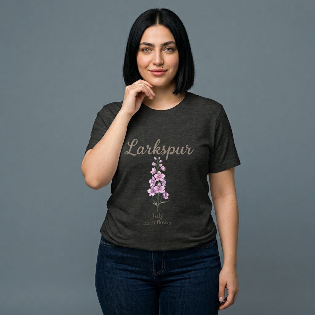 July Birth Flower Tee — Larkspur
