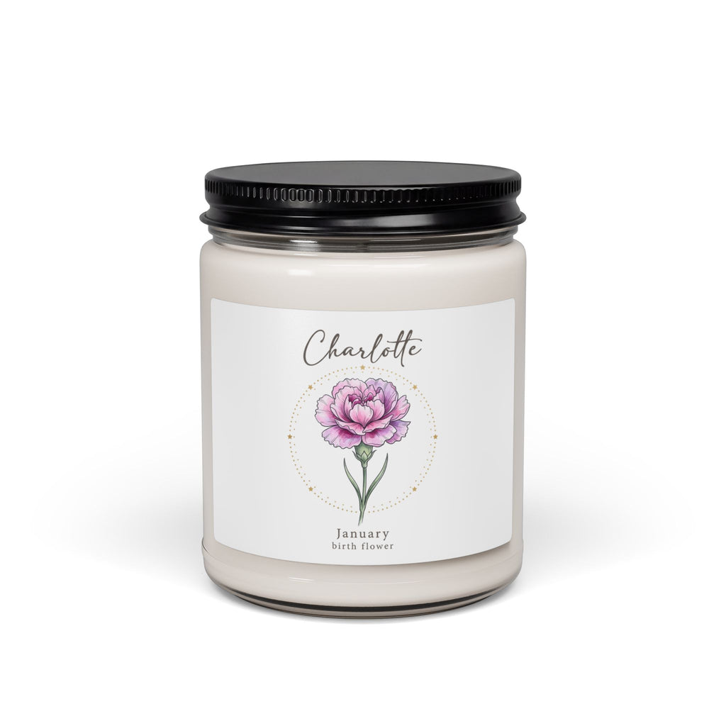 Birth Month Flower Soy Candle, Personalized Botanical | Watercolor Line Art