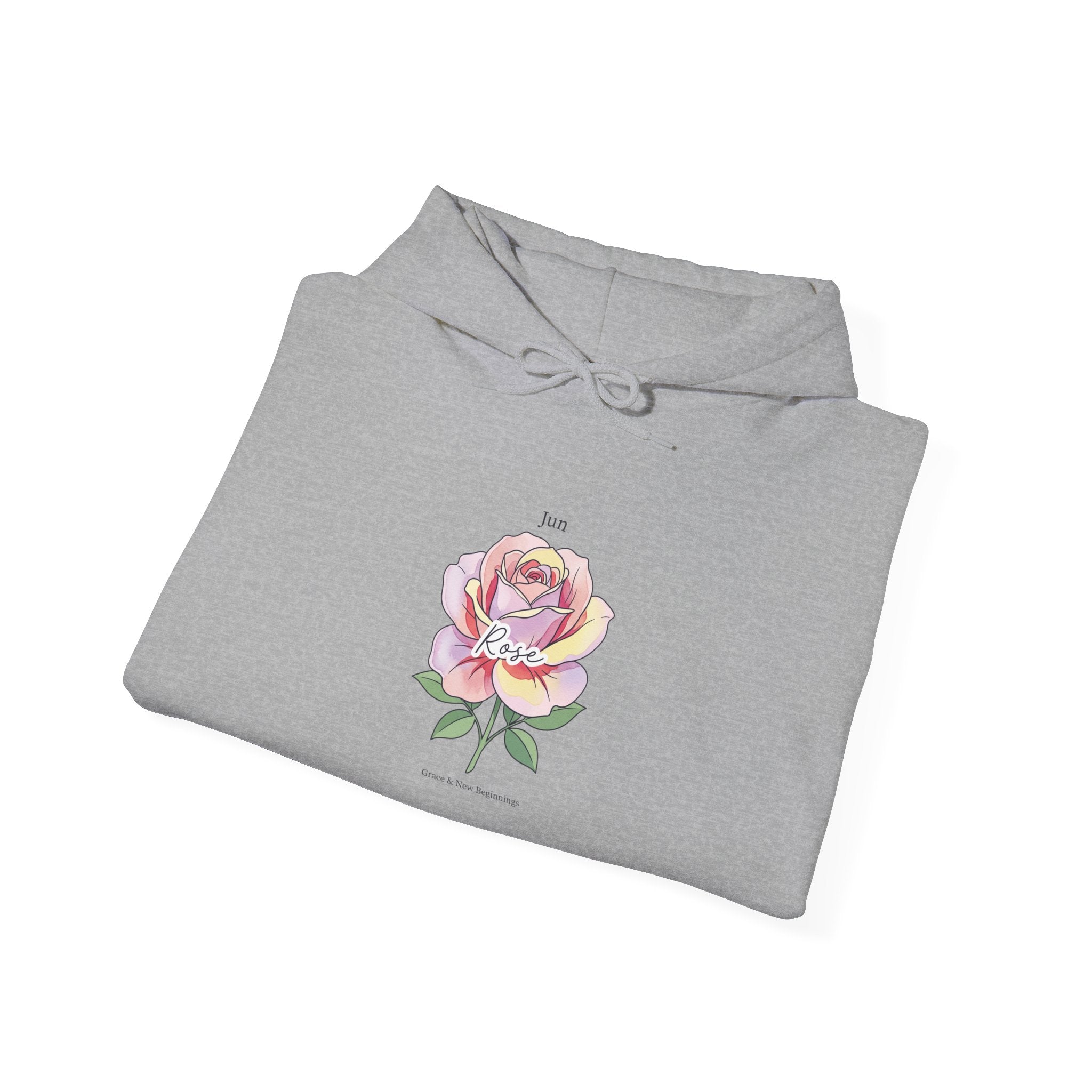 June Rose Birth Month Flower Hoodie | Botanical Watercolor, Personalized