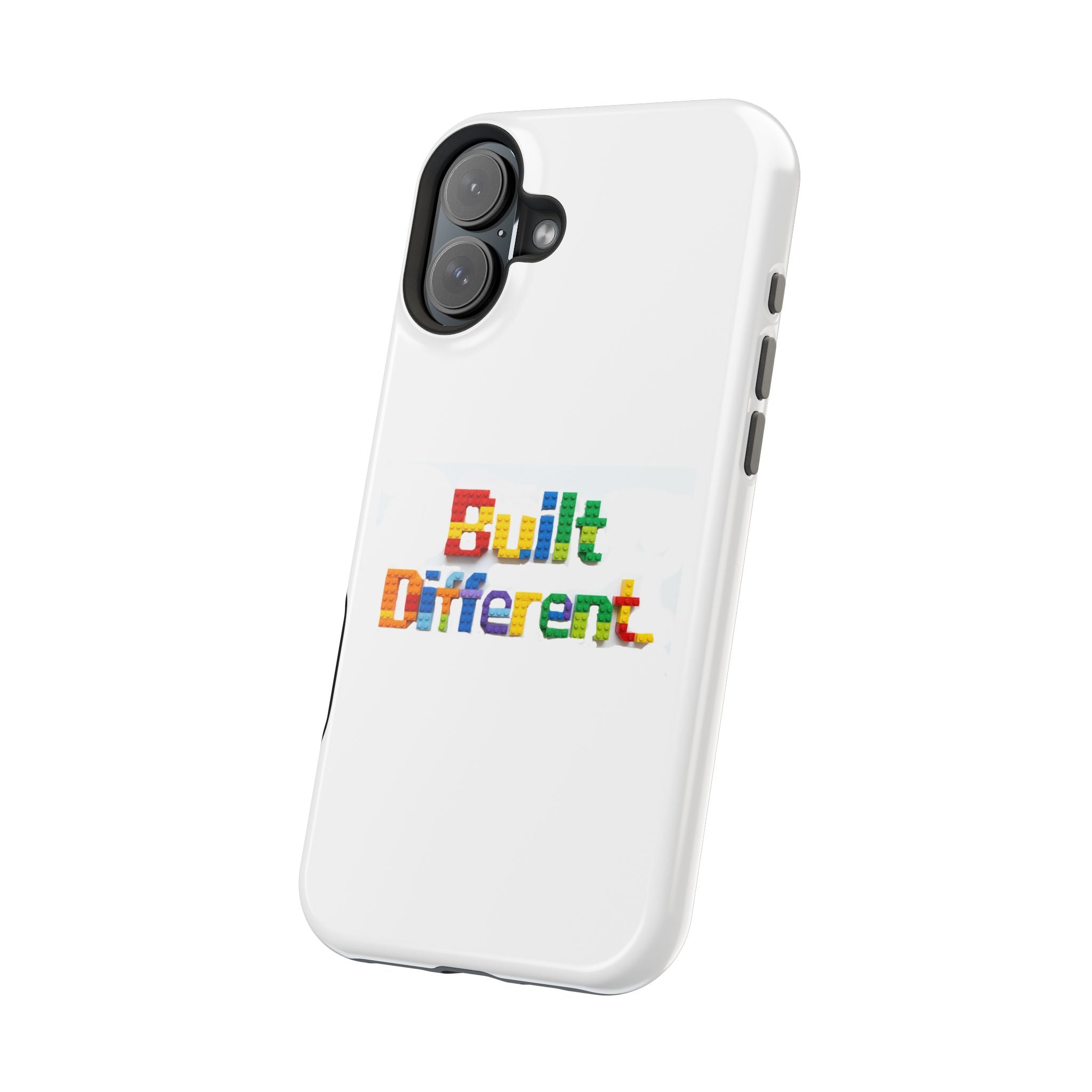 iPhone Case — "Built Different" Color Block Brick Design Magnetic Impact-Resistant Case