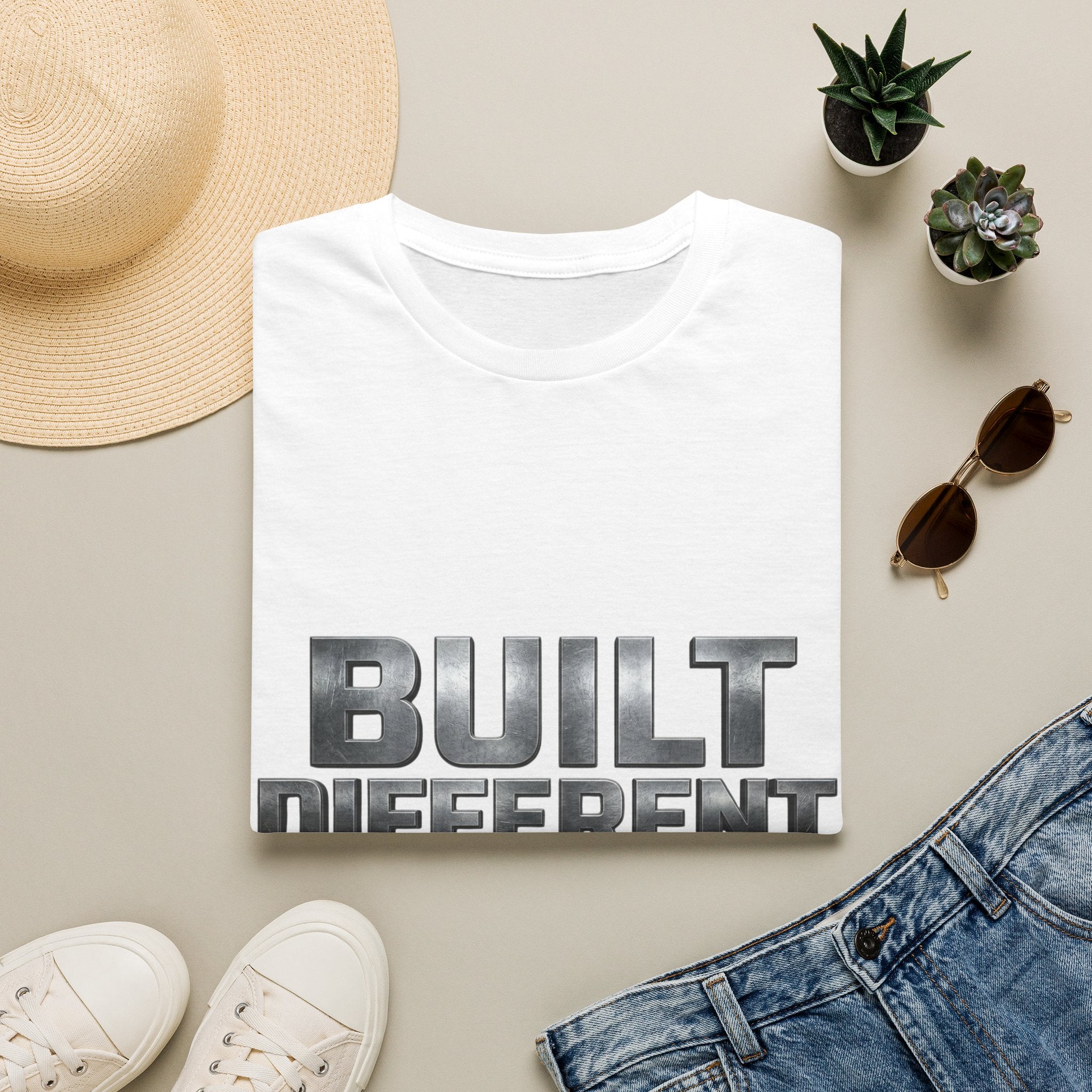 Built Different T-Shirt — Bold Metallic Graphic Tee for Confident, Casual Style