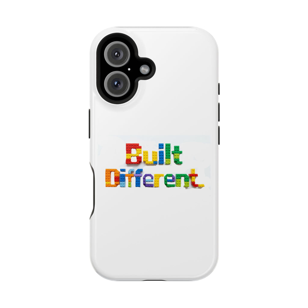 iPhone Case — "Built Different" Color Block Brick Design Magnetic Impact-Resistant Case