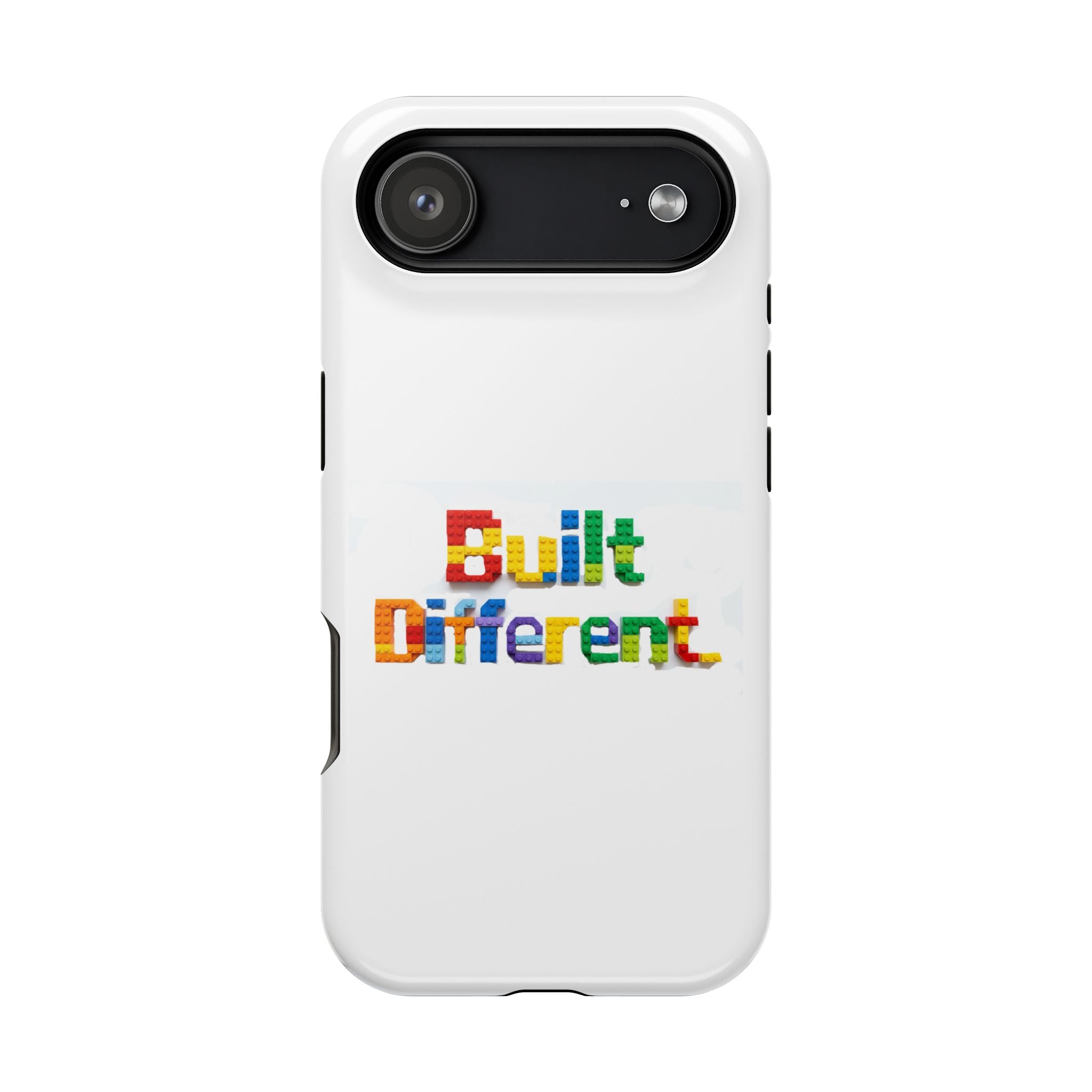 iPhone Case — "Built Different" Color Block Brick Design Magnetic Impact-Resistant Case